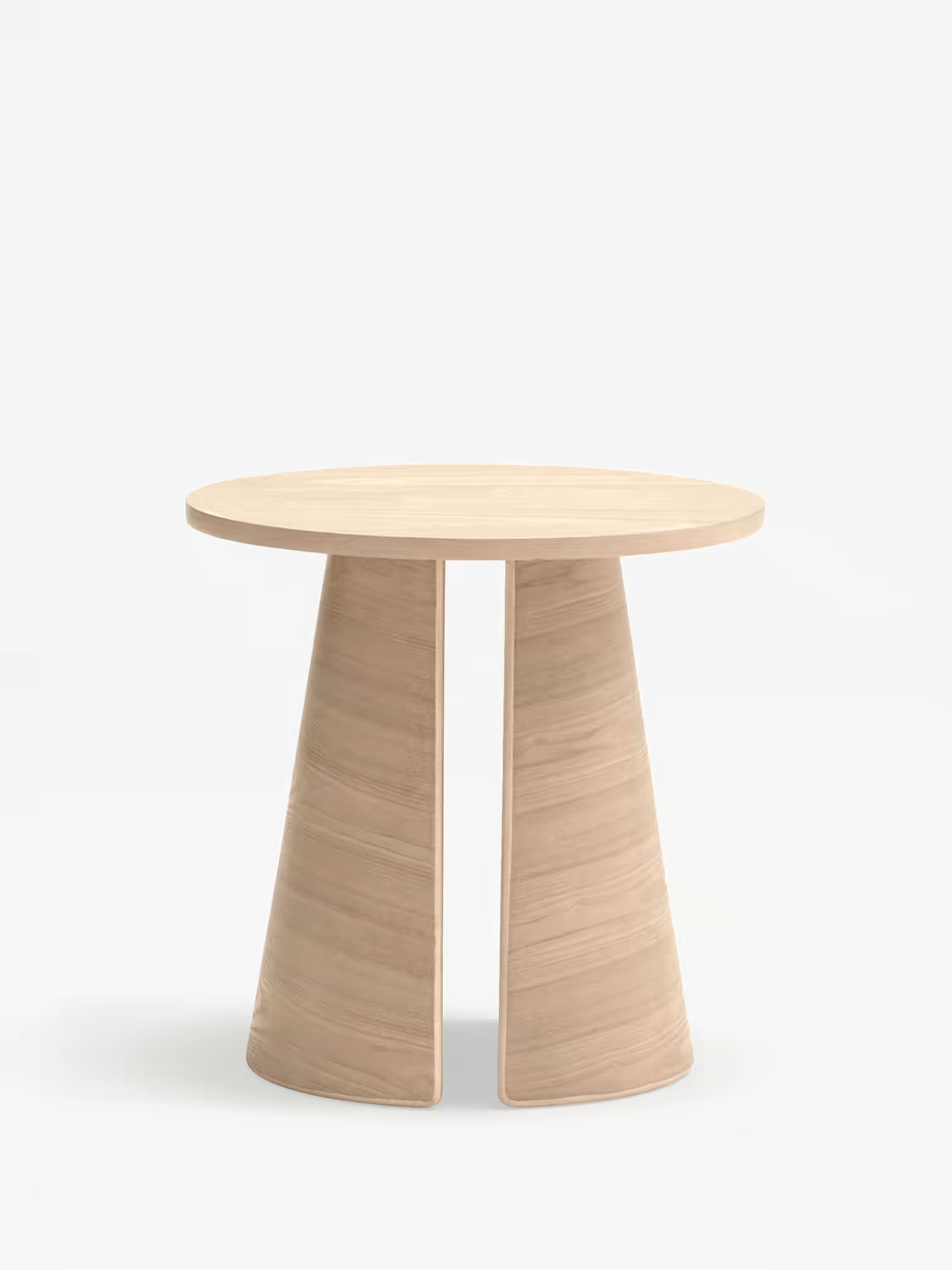 Cep Tavolino d’appoggio rotondo in rovere chiaro curvato - anche comodino 50 x 50 cm