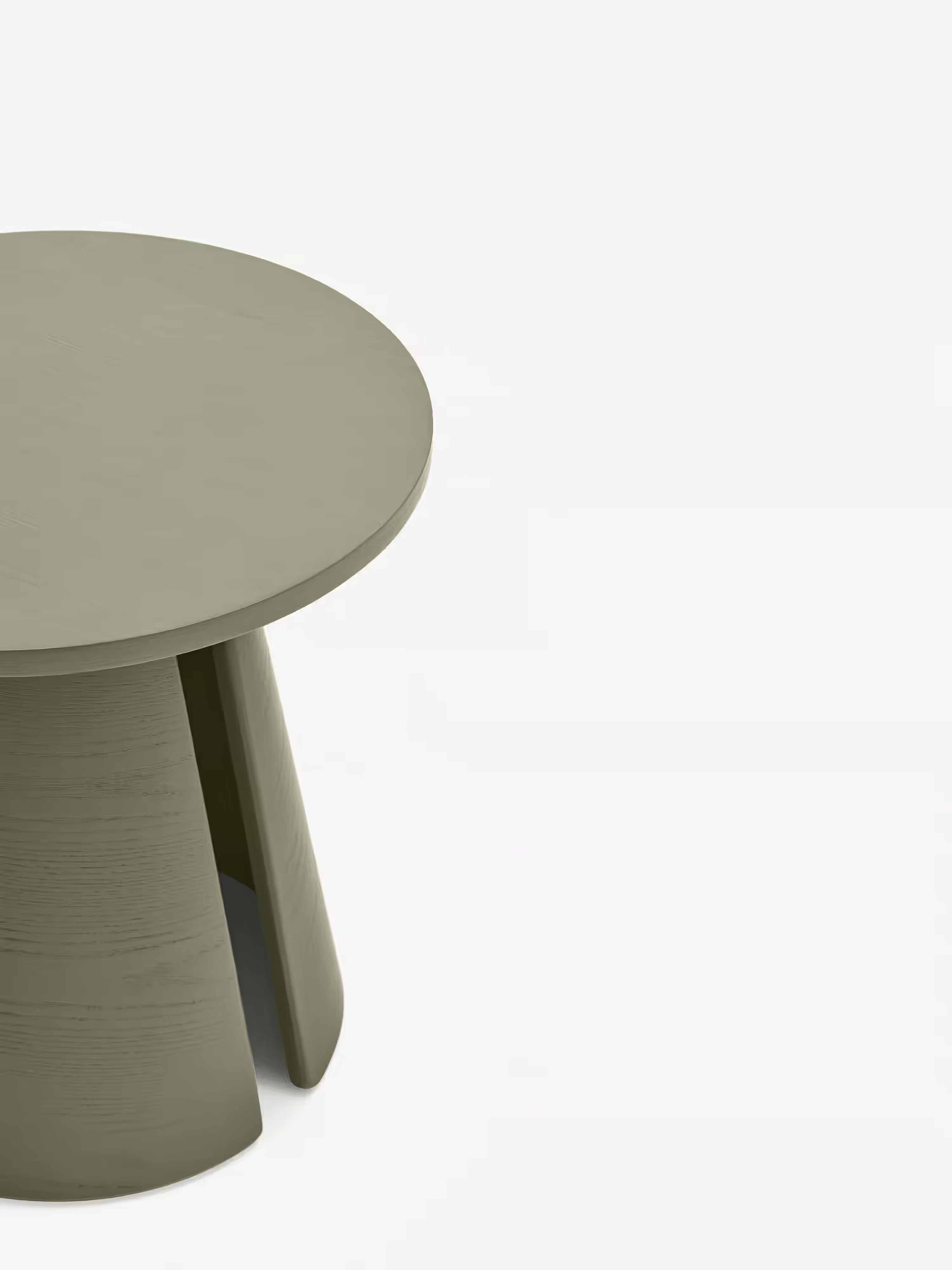 Cep Tavolino d’appoggio rotondo in frassino verde oliva - anche comodino 50 x 50 cm