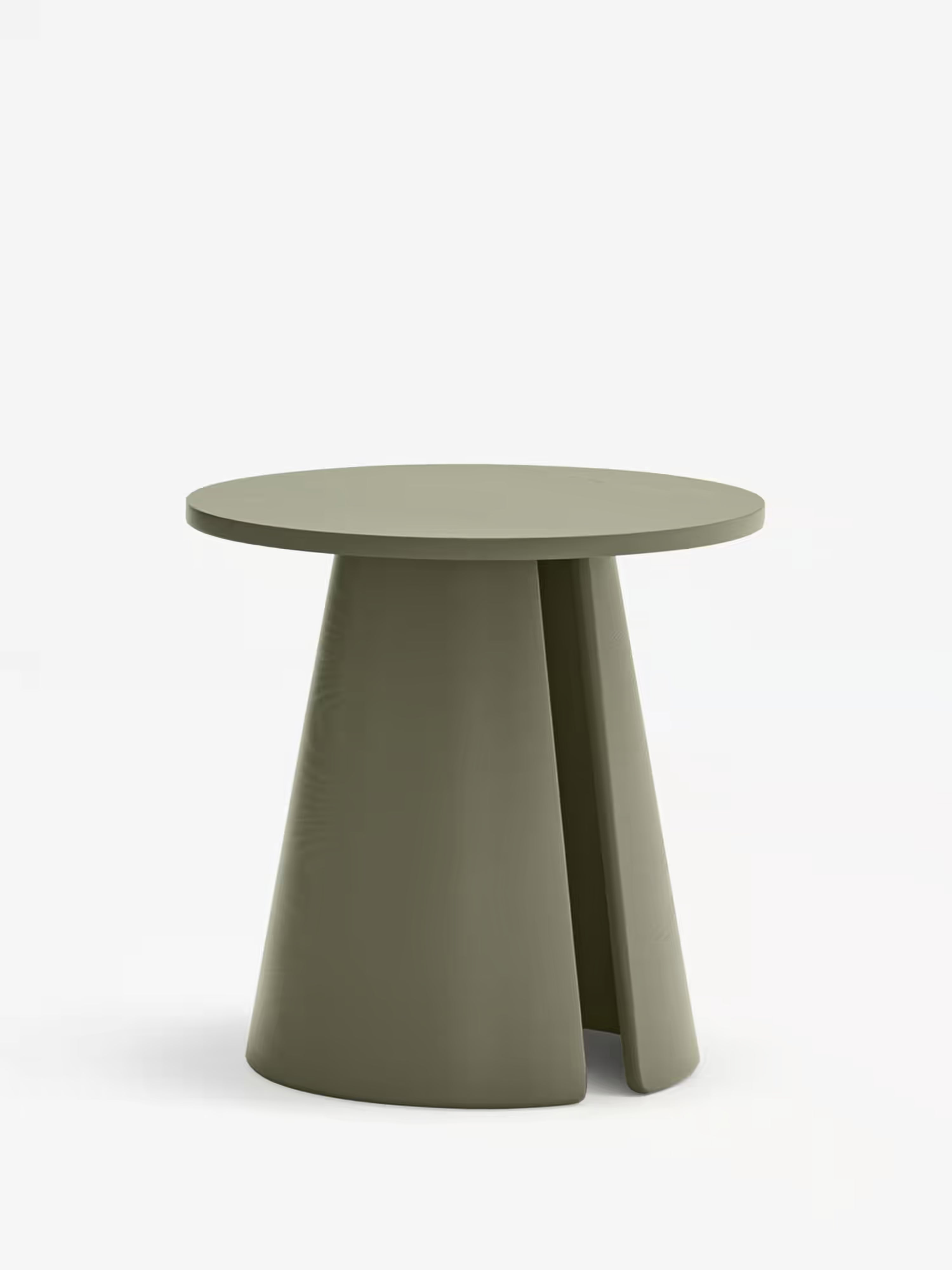 Cep Tavolino d’appoggio rotondo in frassino verde oliva - anche comodino 50 x 50 cm