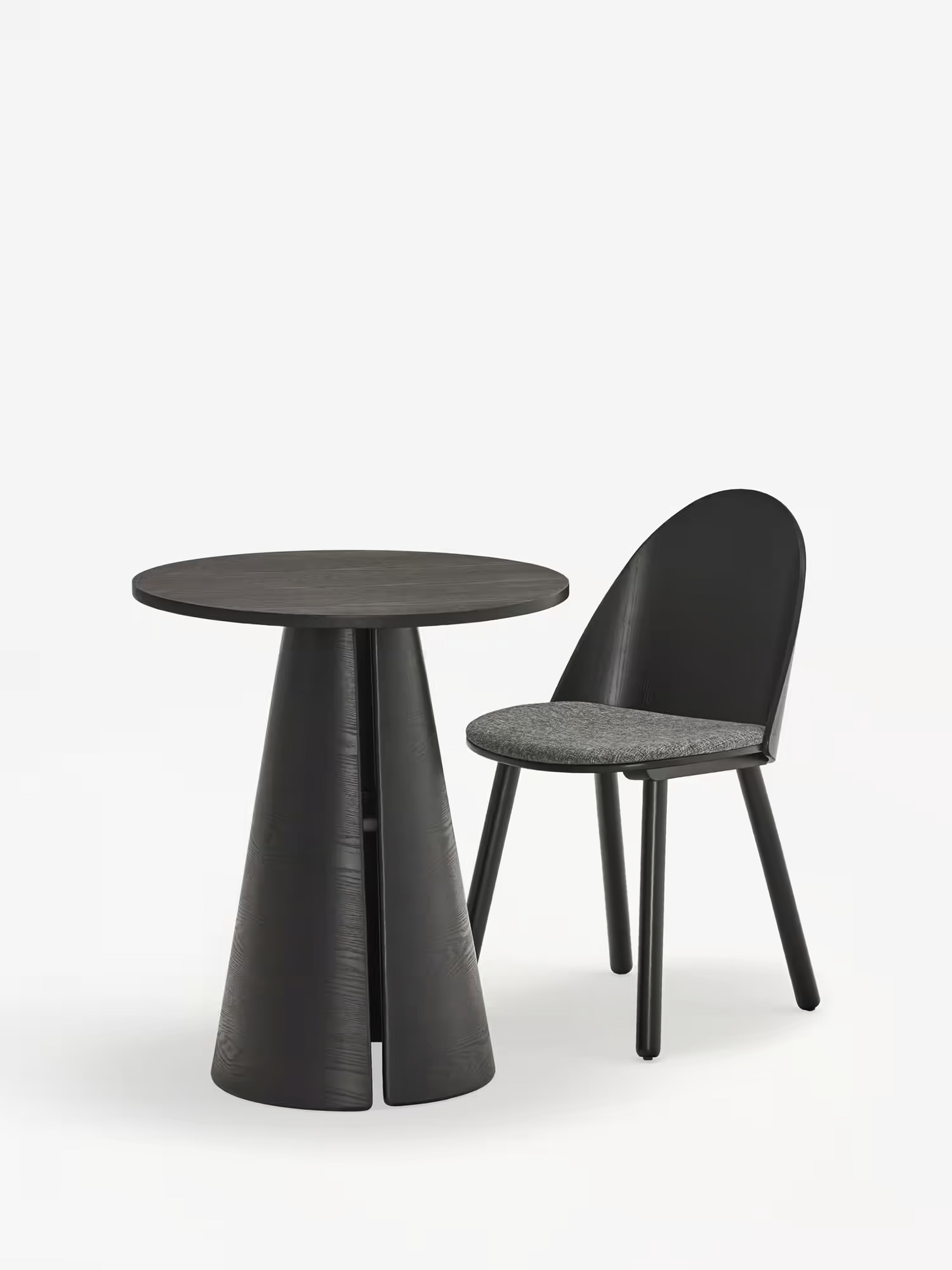 Cep table ronde en frêne noir et bois courbé Ø 65 cm