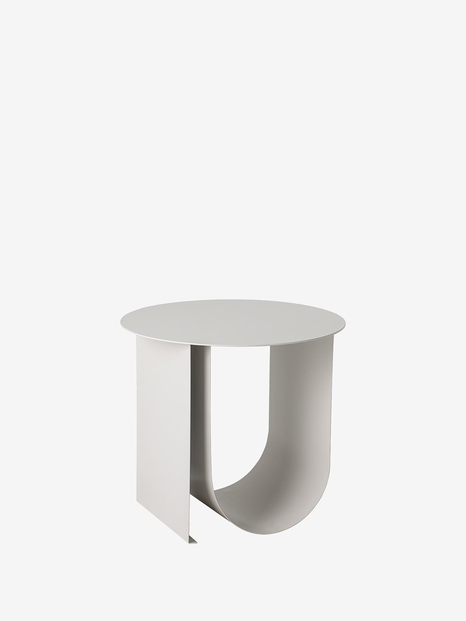 Cher Round side table with storage compartment in cream painted metal Ø43 cm