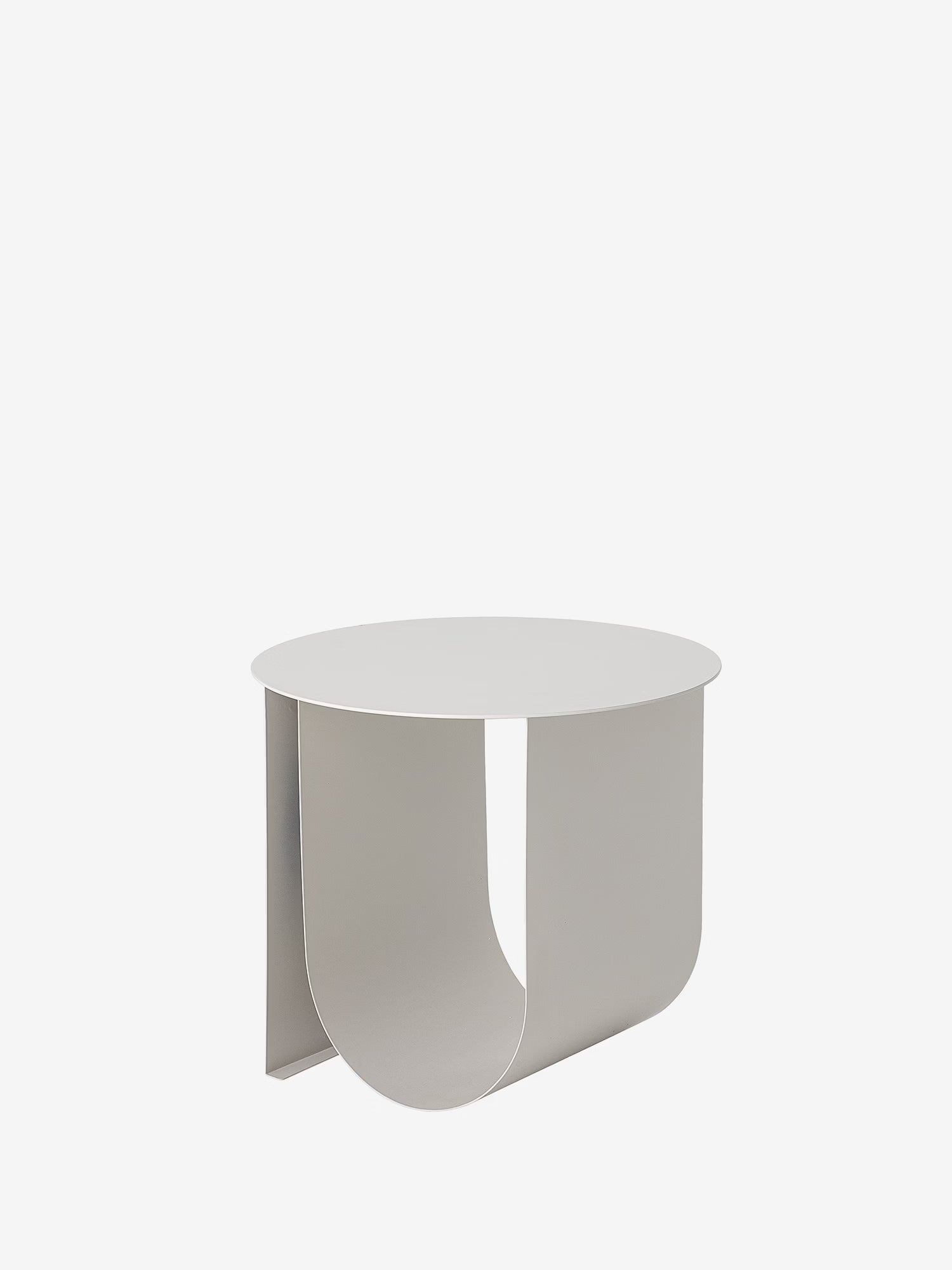 Cher Round side table with storage compartment in cream painted metal Ø43 cm
