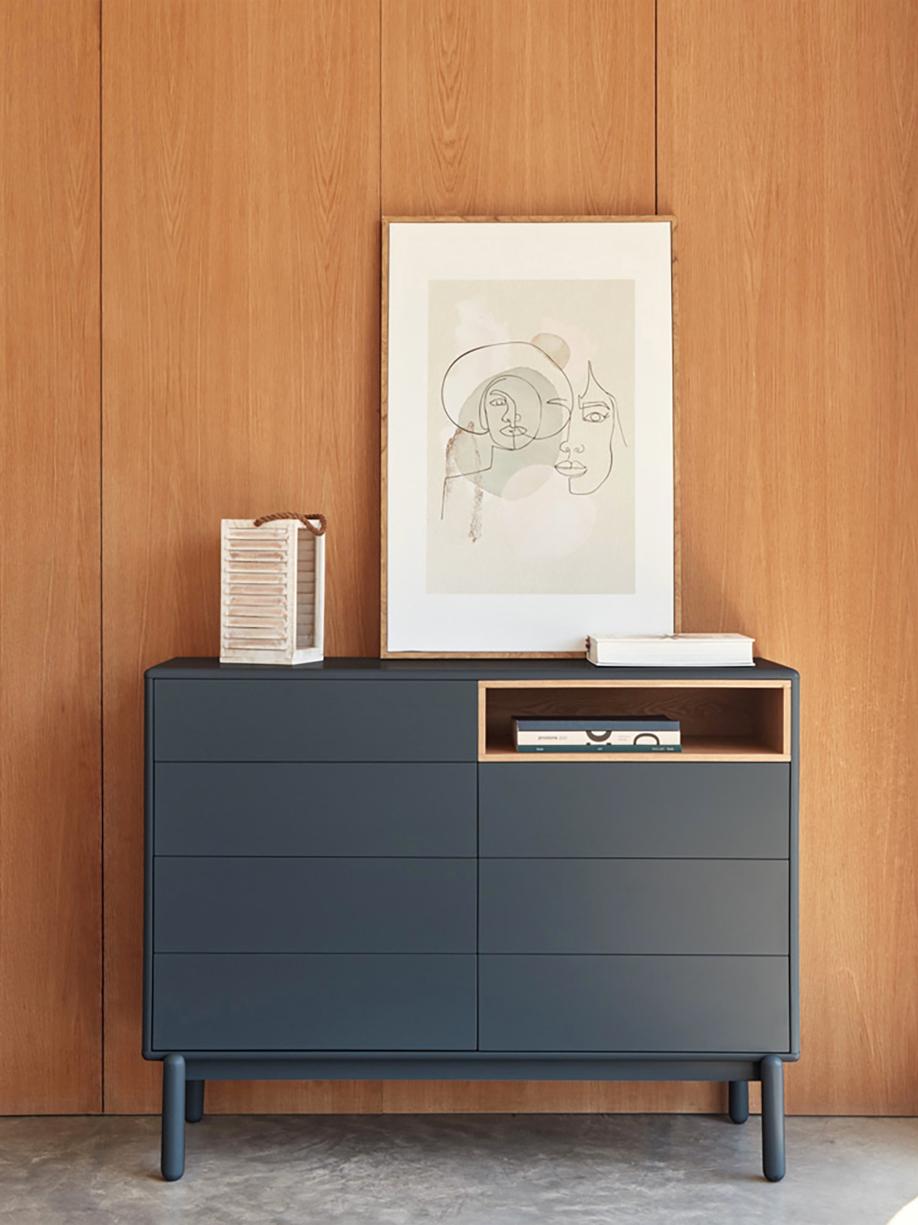 Corvo comò in mdf laccato antracite - cassettiera a 7 cassetti 120 x 90 cm