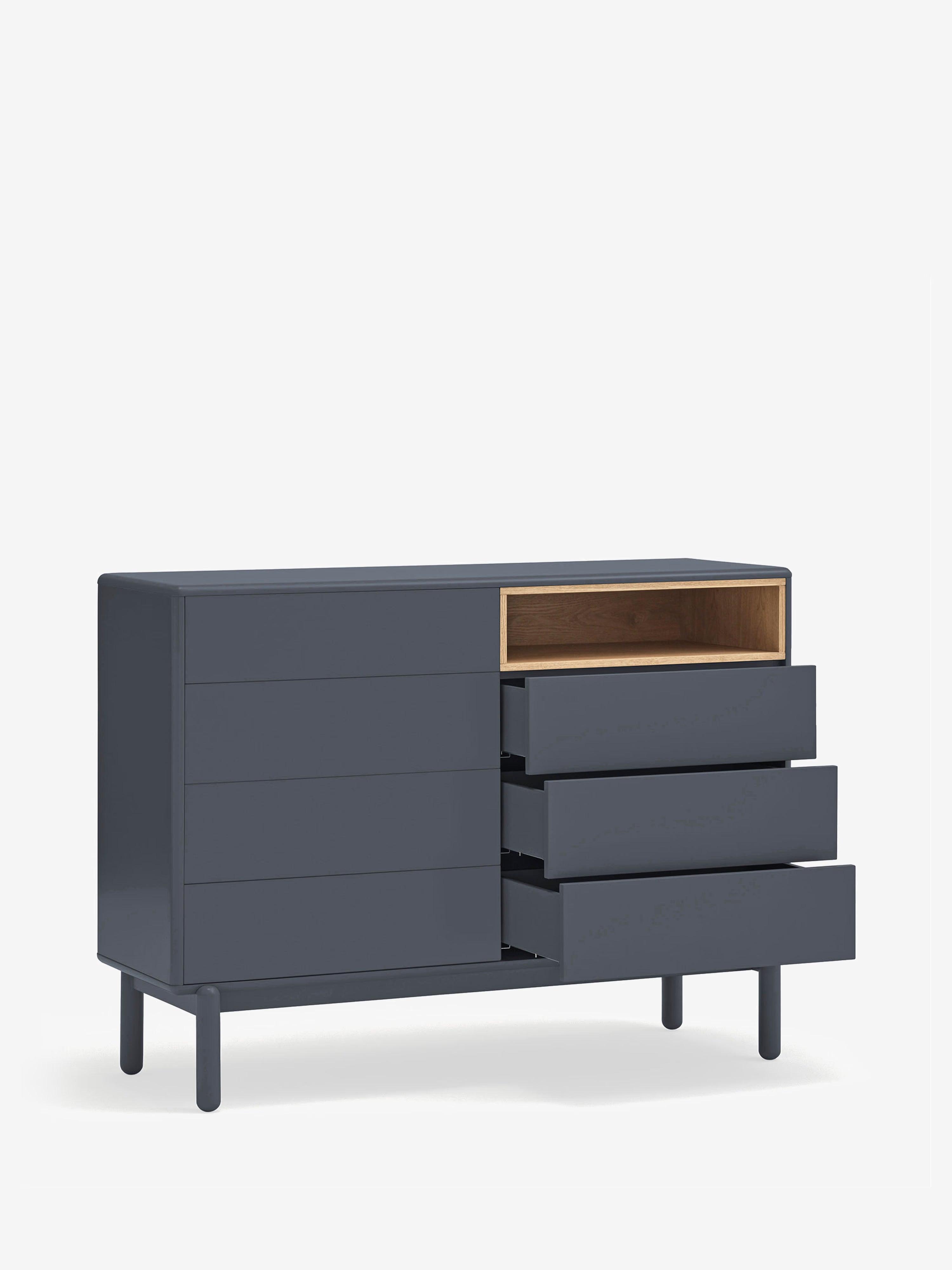 Corvo comò in mdf laccato antracite - cassettiera a 7 cassetti 120 x 90 cm