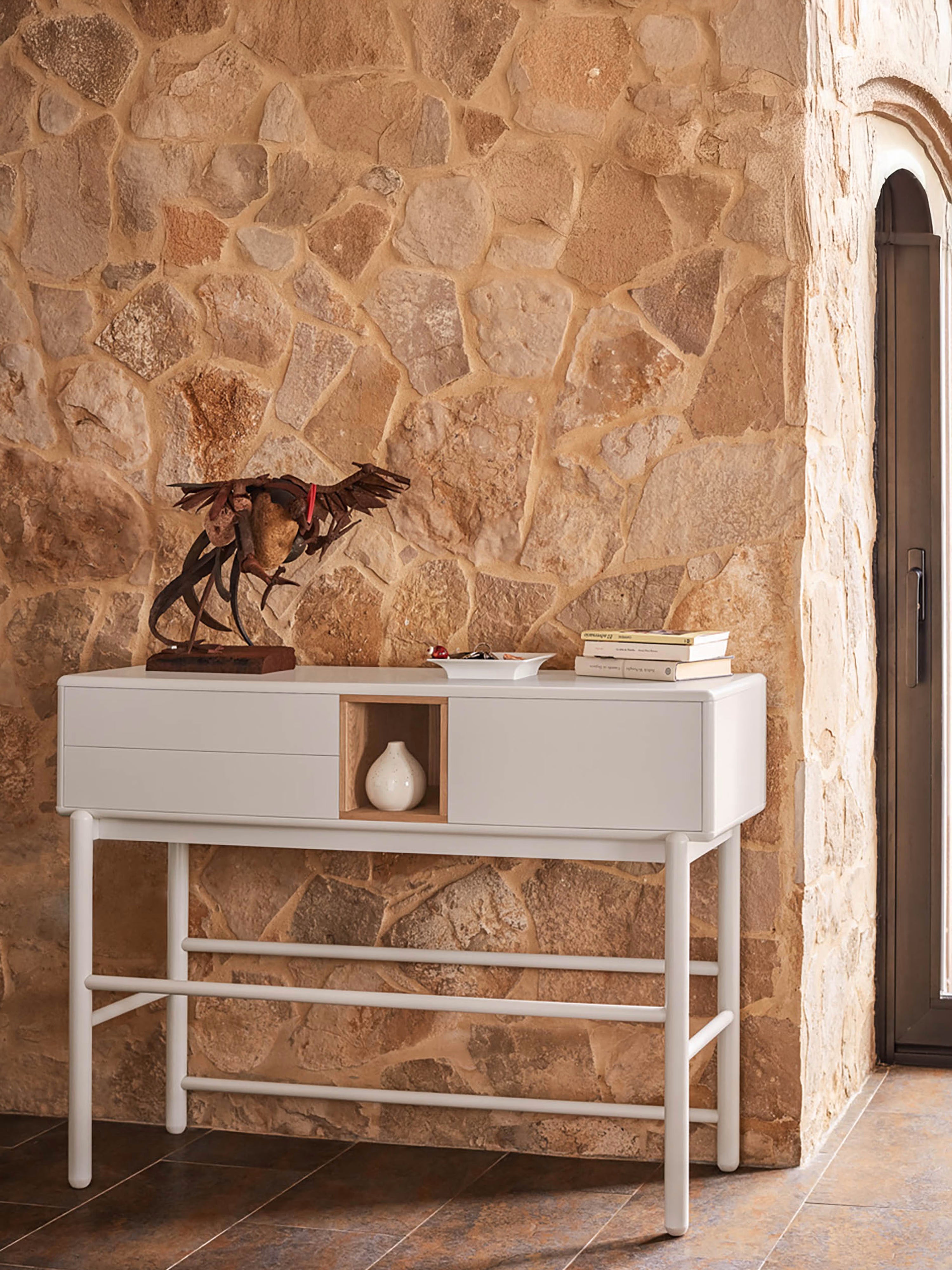 Corvo consola crema para entrada y salón - 2 cajones 120 x 90 cm
