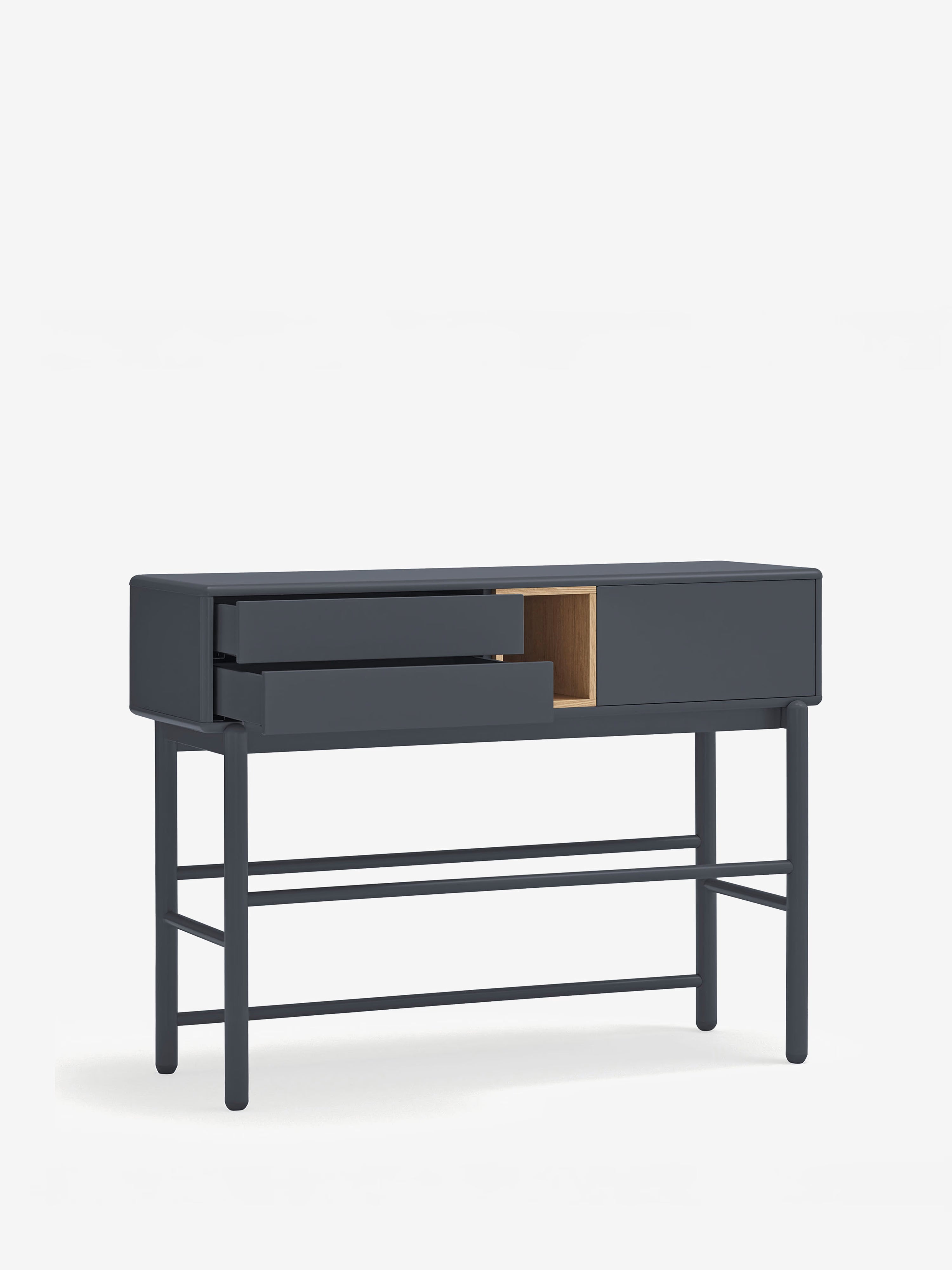 Consola Corvo antracita para recibidor y salón - mdf y madera maciza 120 x 90 cm