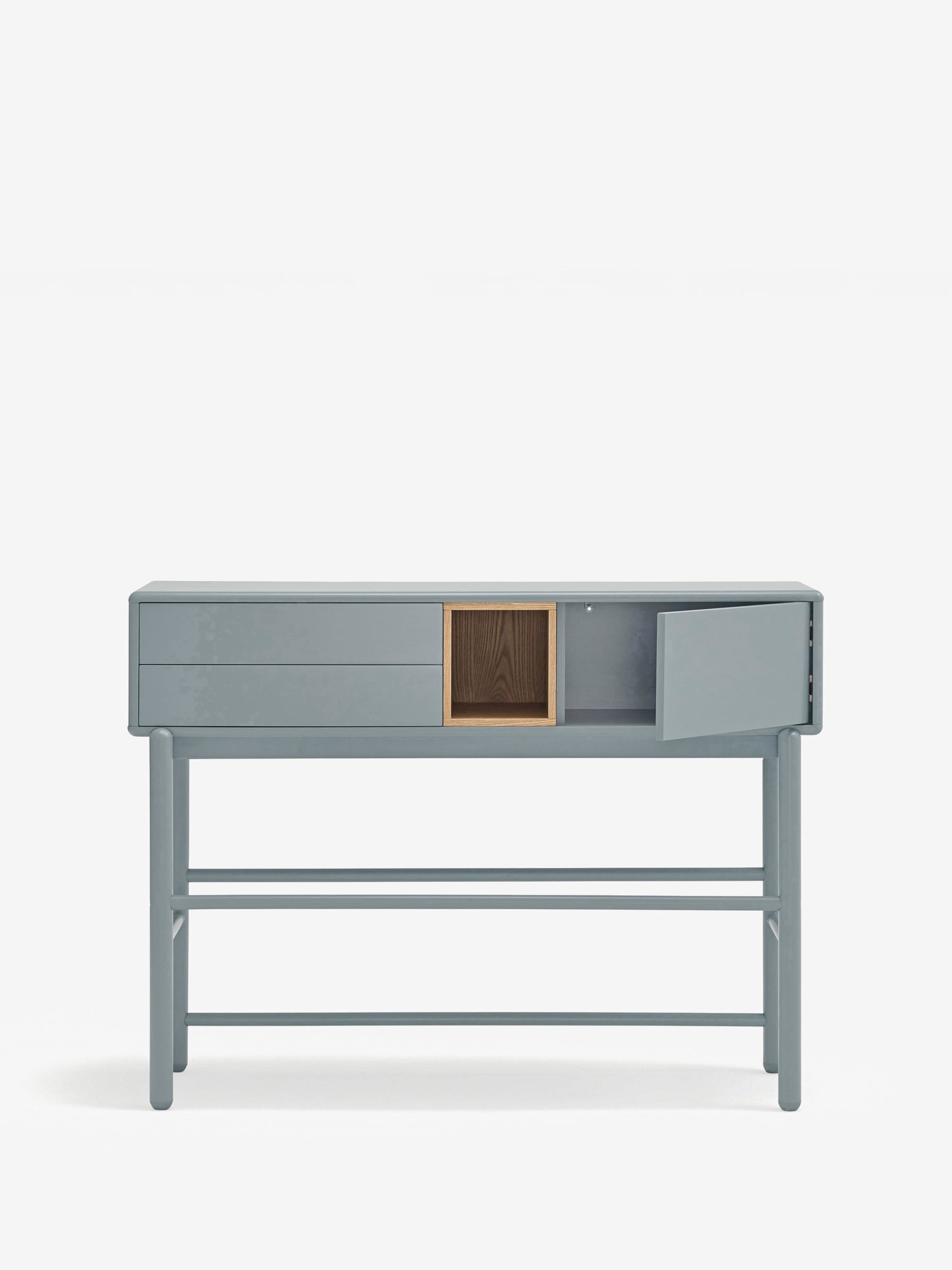Corvo consola azul grisáceo para entrada y salón - 2 cajones 120 x 90 cm