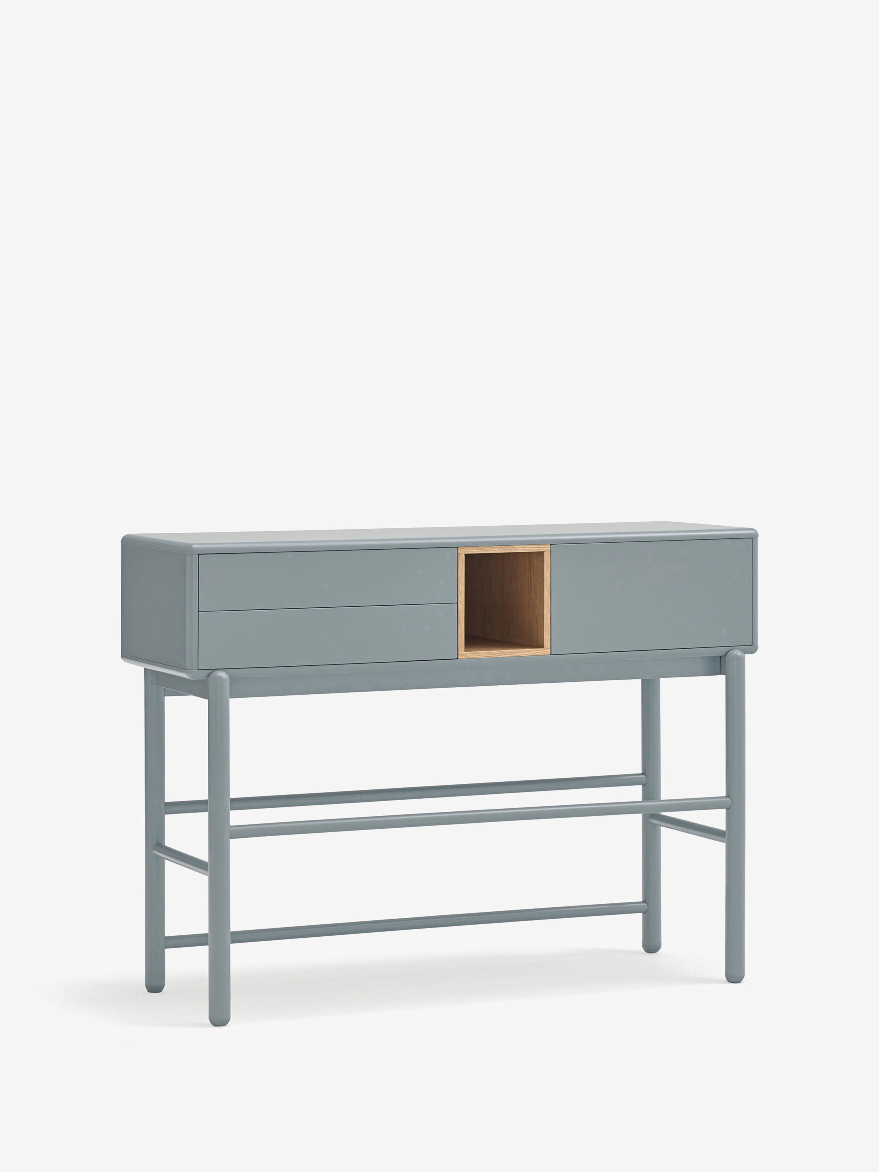 Corvo consola azul grisáceo para entrada y salón - 2 cajones 120 x 90 cm