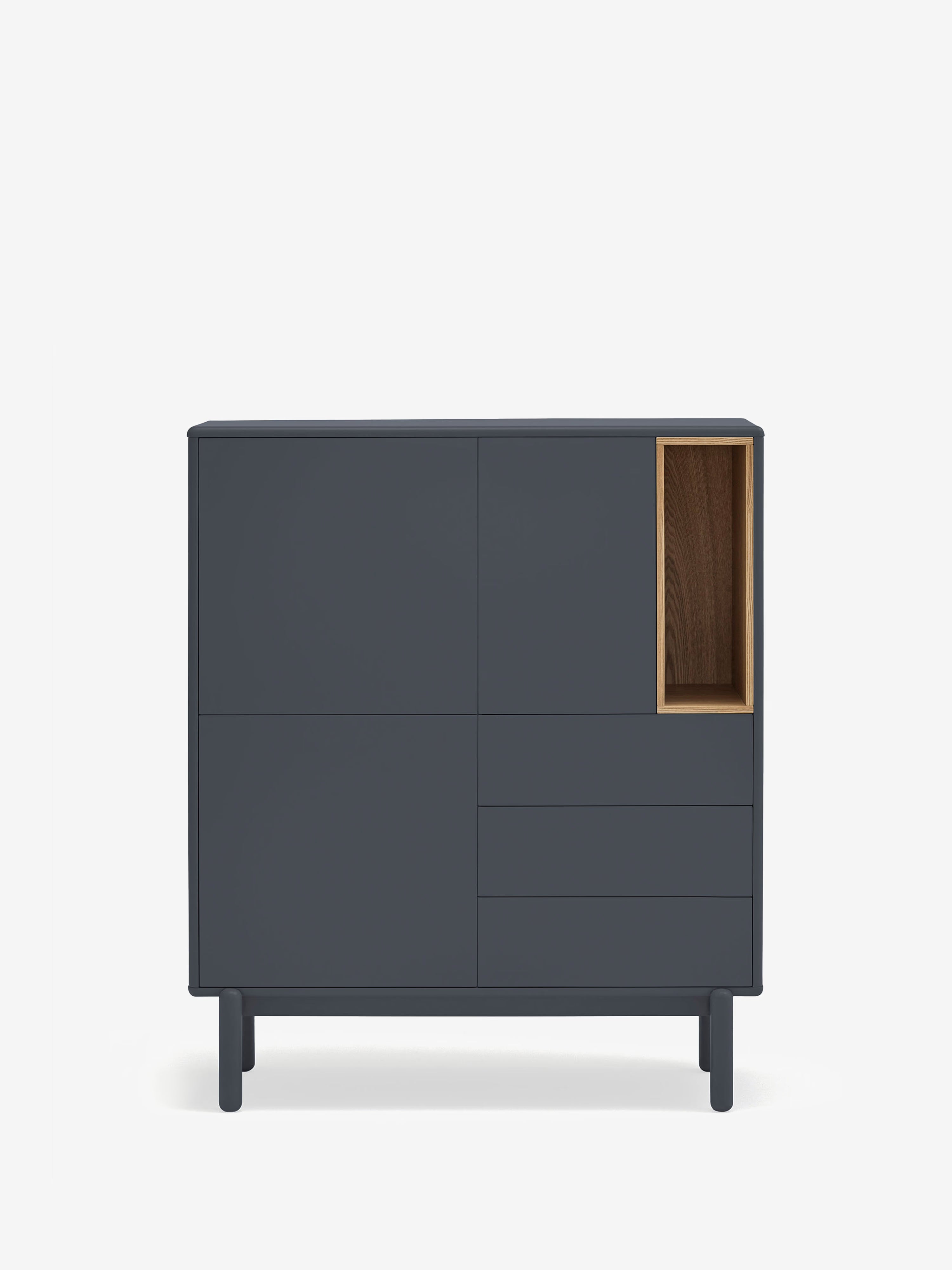 Corvo aparador alto gris antracita y roble natural - base de madera maciza 100 x 120 cm