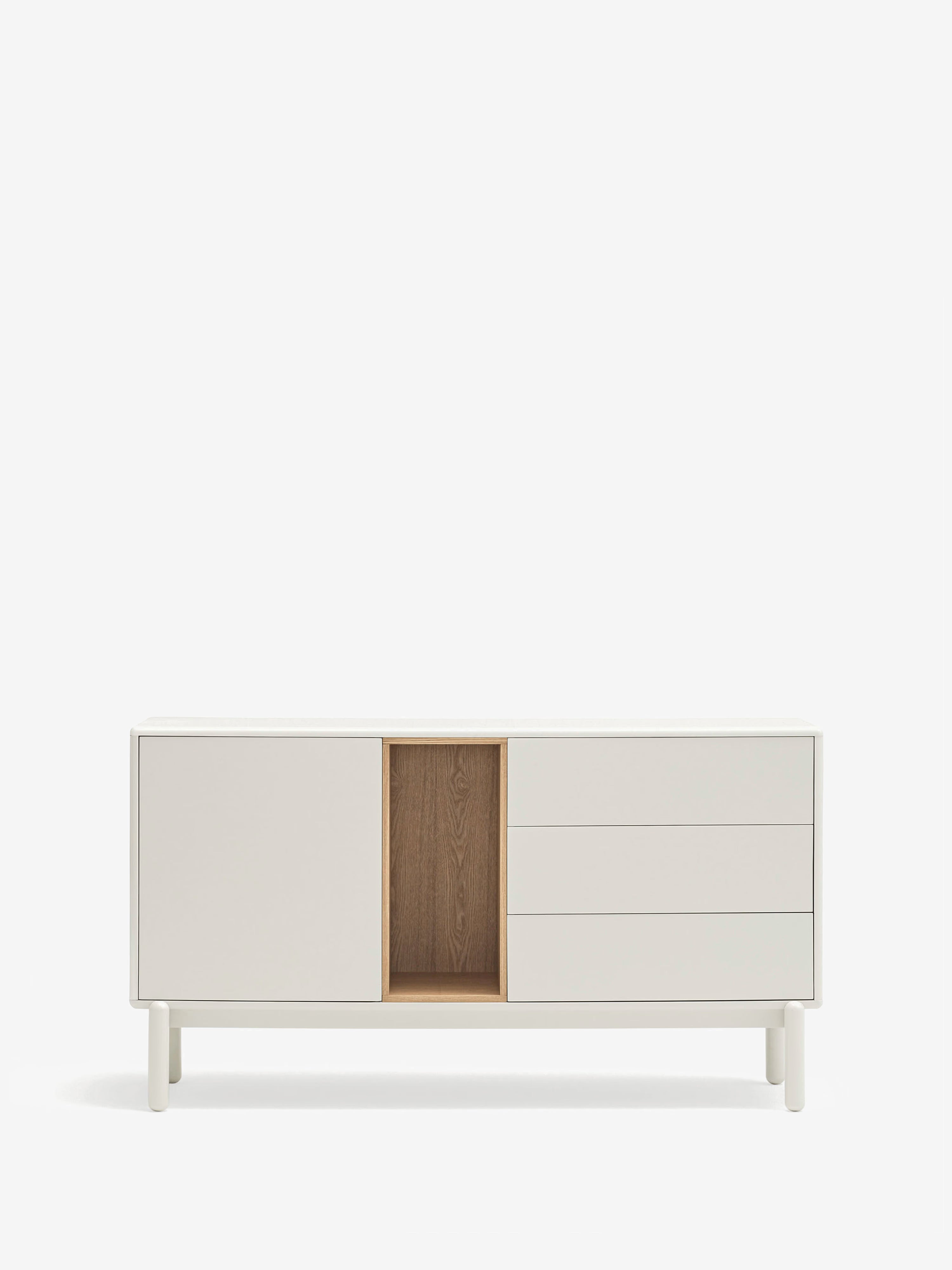 Corvo aparador bajo crema y roble natural - base de madera maciza 136 x76 cm