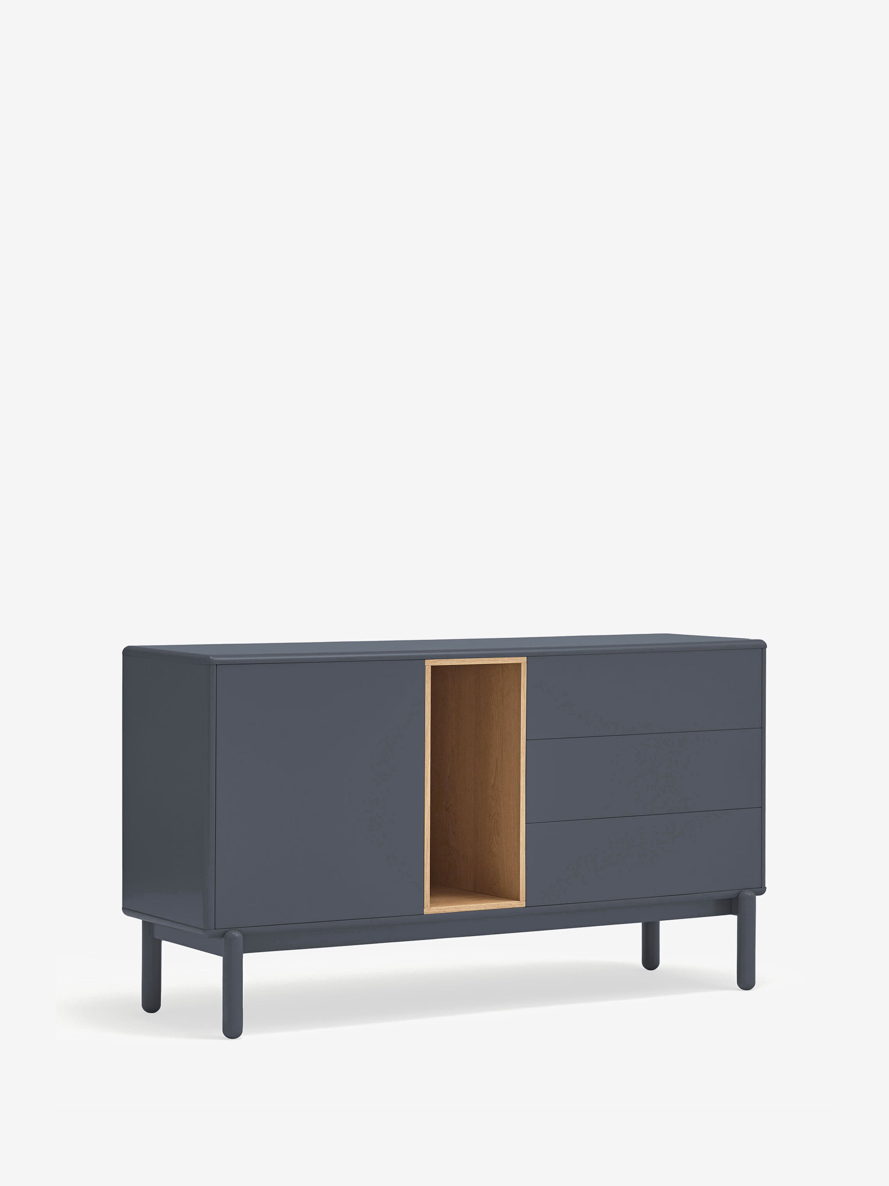 Corvo aparador bajo antracita y roble natural - base de madera maciza 136 x76 cm
