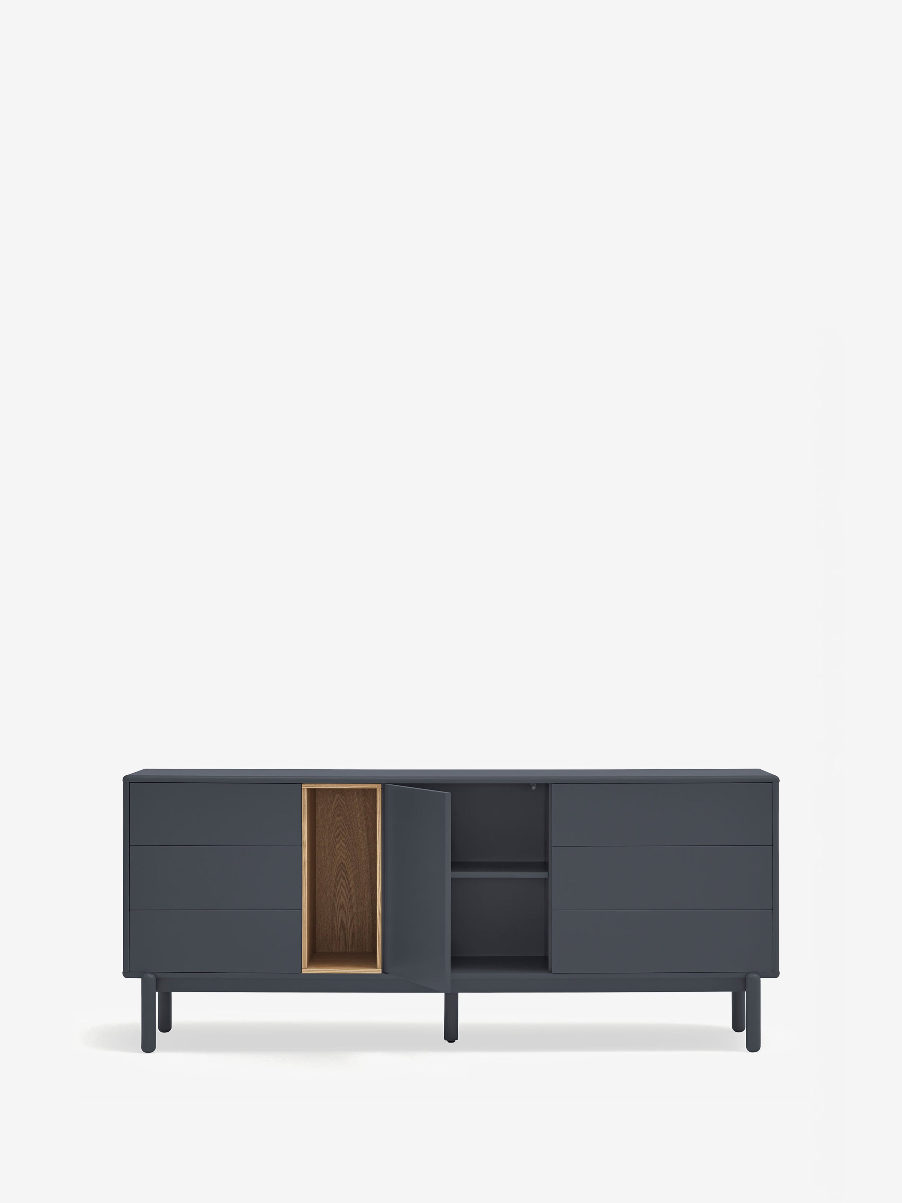 Corvo aparador bajo de madera gris antracita y roble natural - aparador 180 x76 cm