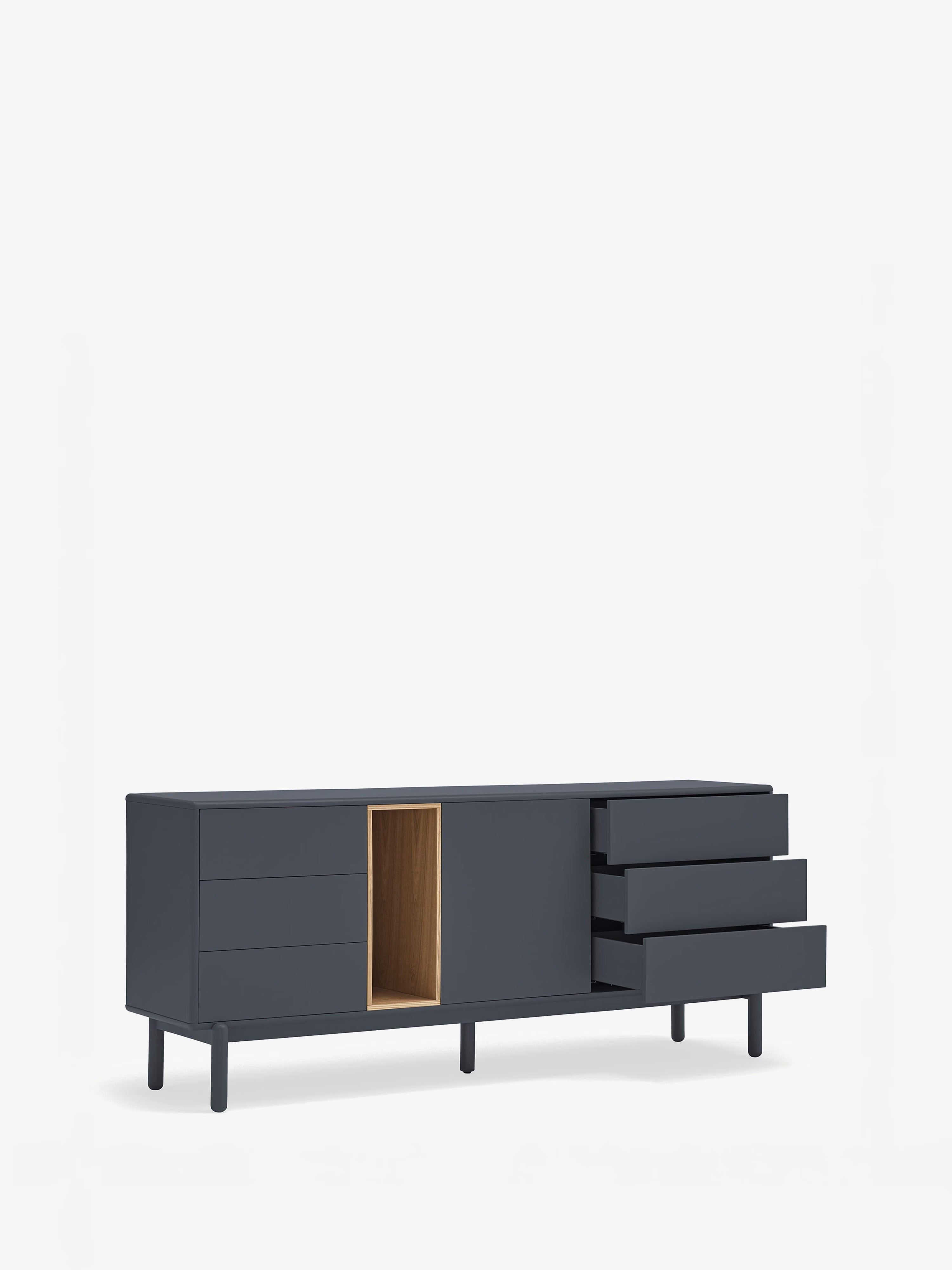Corvo aparador bajo de madera gris antracita y roble natural - aparador 180 x76 cm