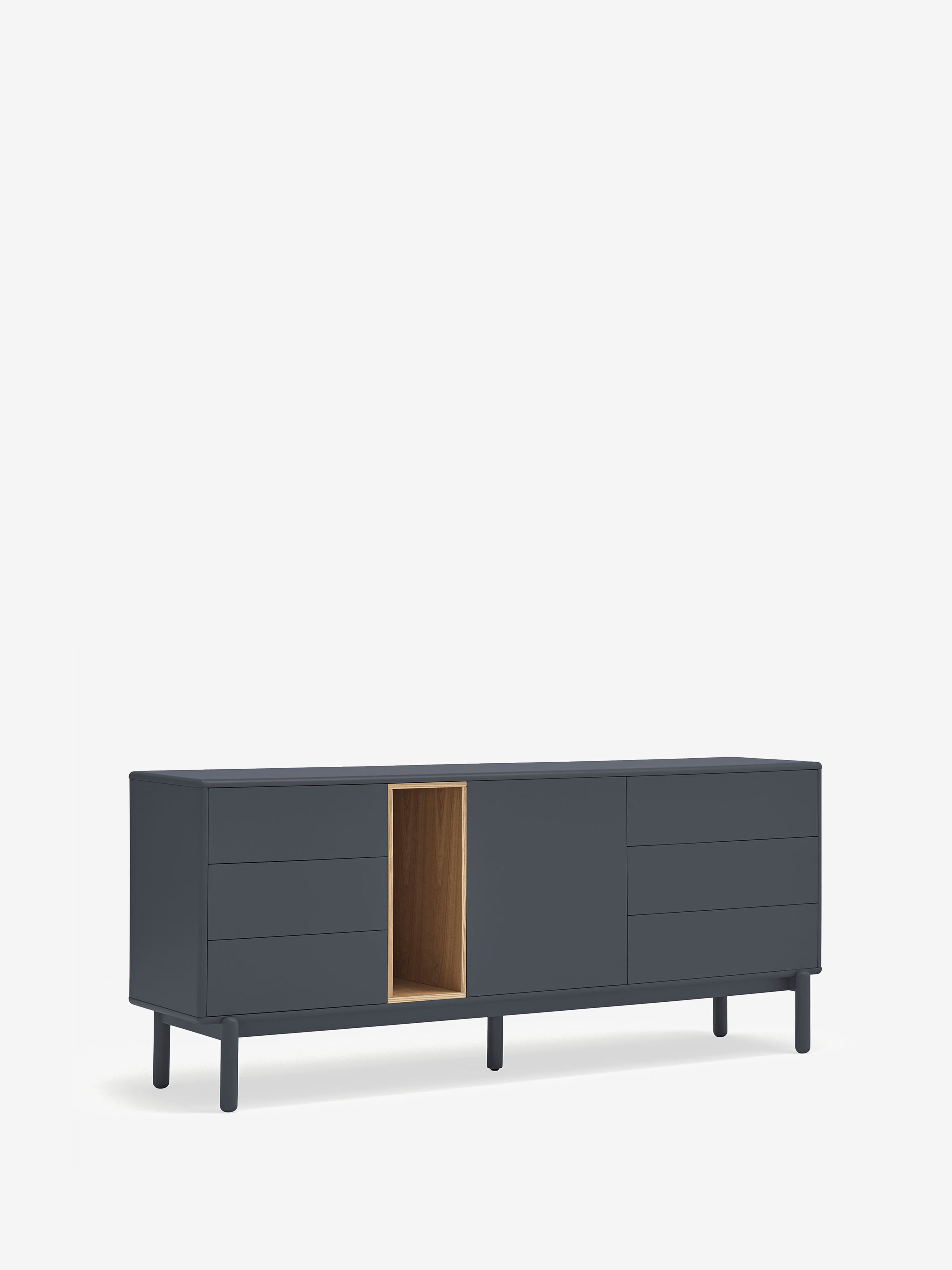 Corvo aparador bajo de madera gris antracita y roble natural - aparador 180 x76 cm