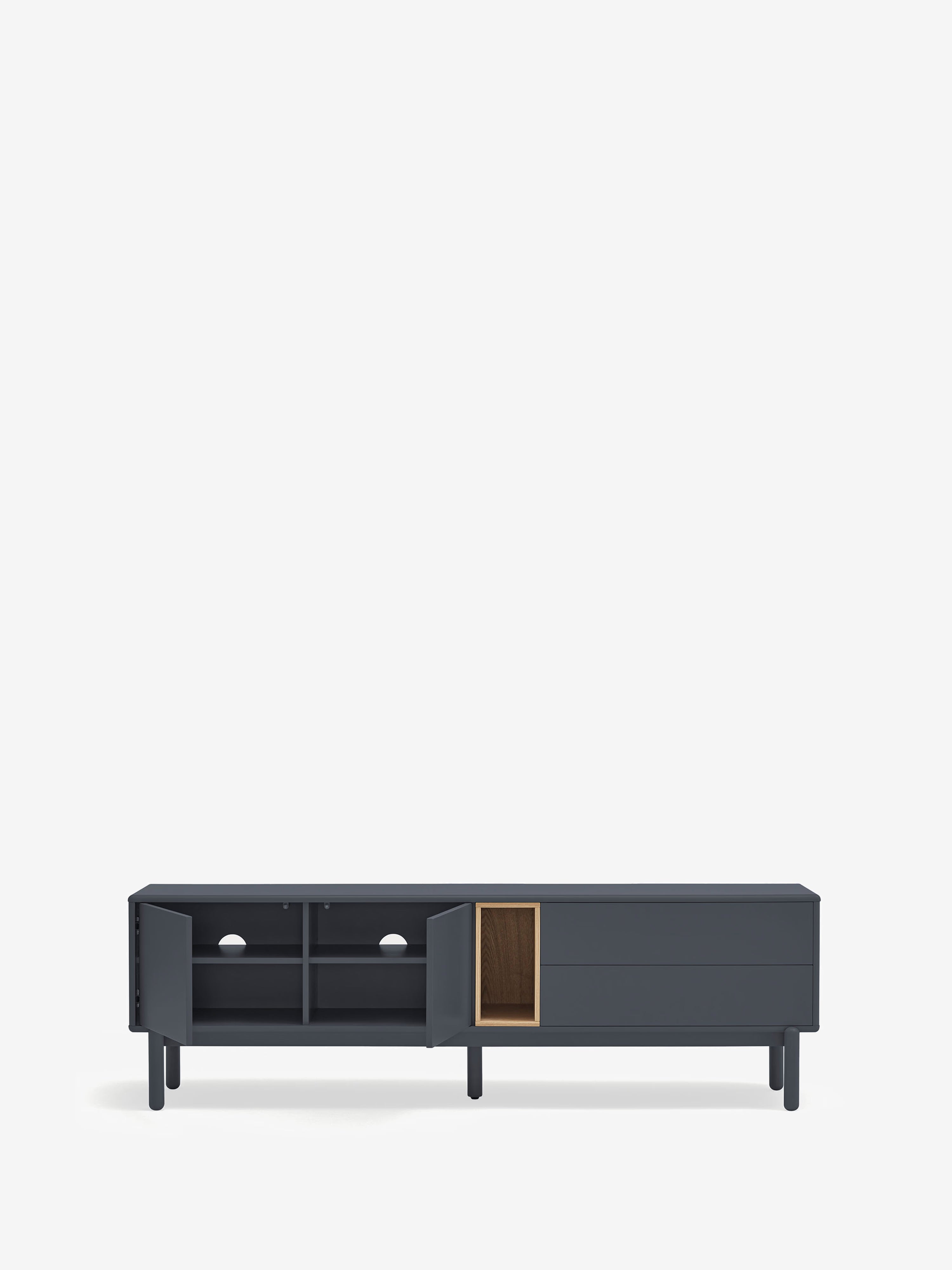 Corvo mueble para TV gris antracita y roble natural - base de madera maciza 180 x 56 cm