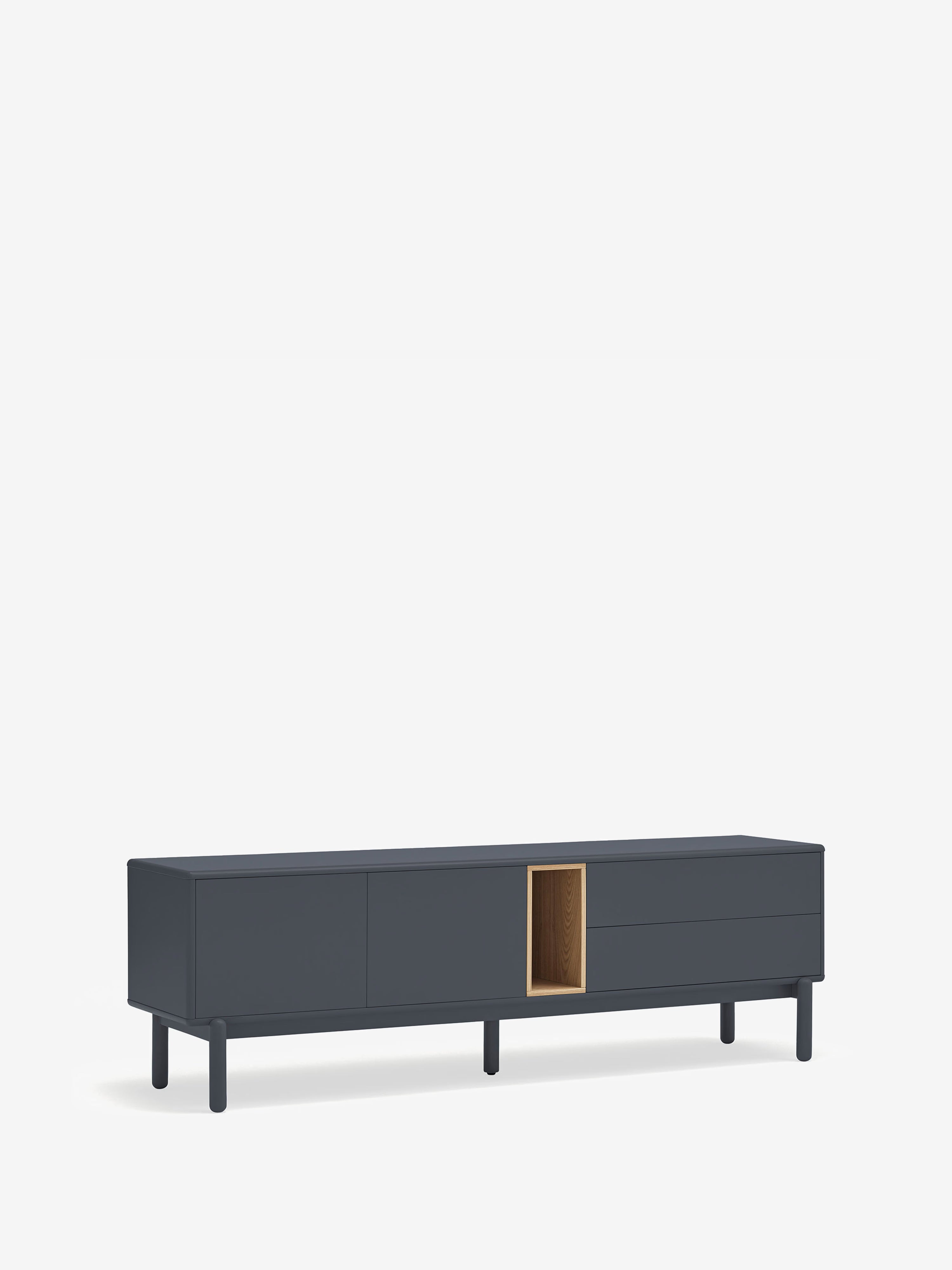 Corvo mueble para TV gris antracita y roble natural - base de madera maciza 180 x 56 cm