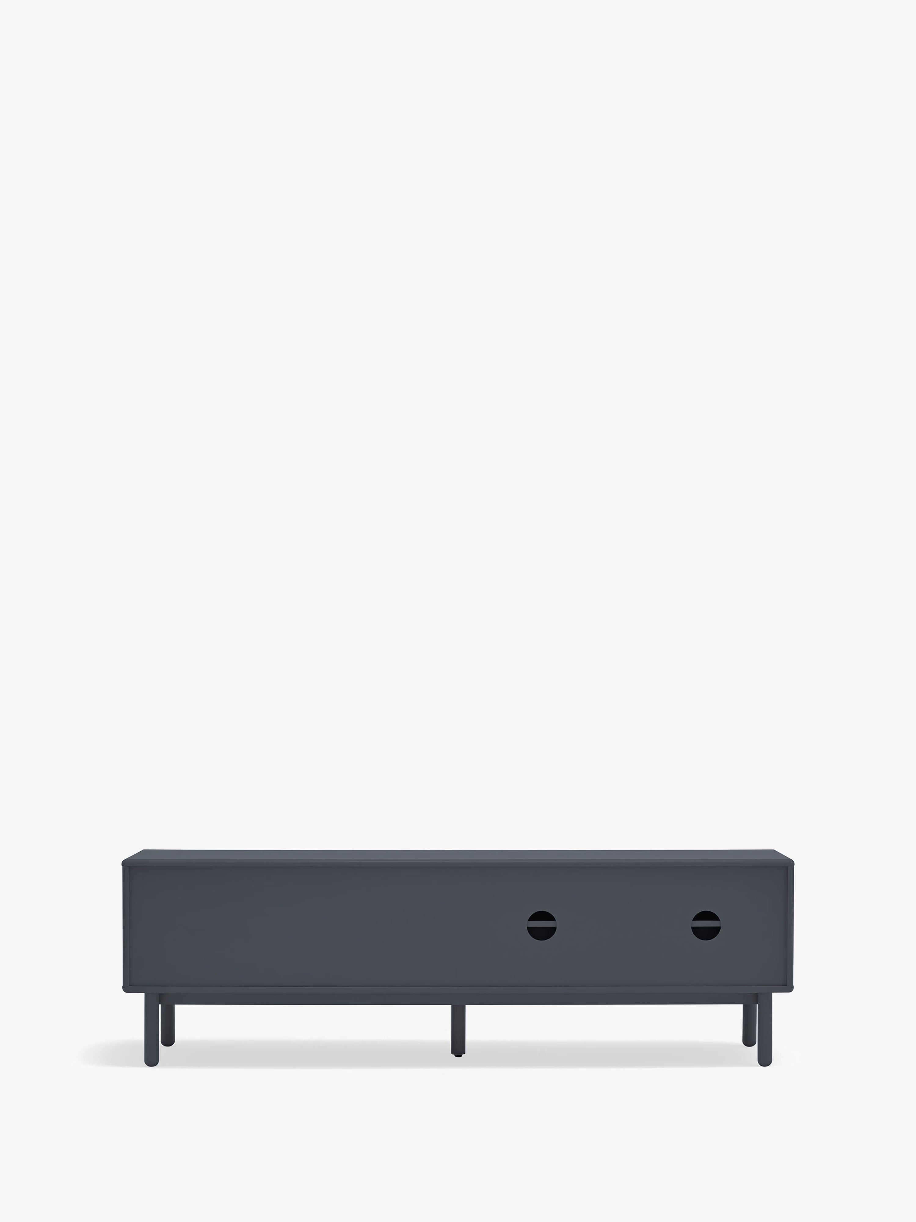 Corvo mueble para TV gris antracita y roble natural - base de madera maciza 180 x 56 cm