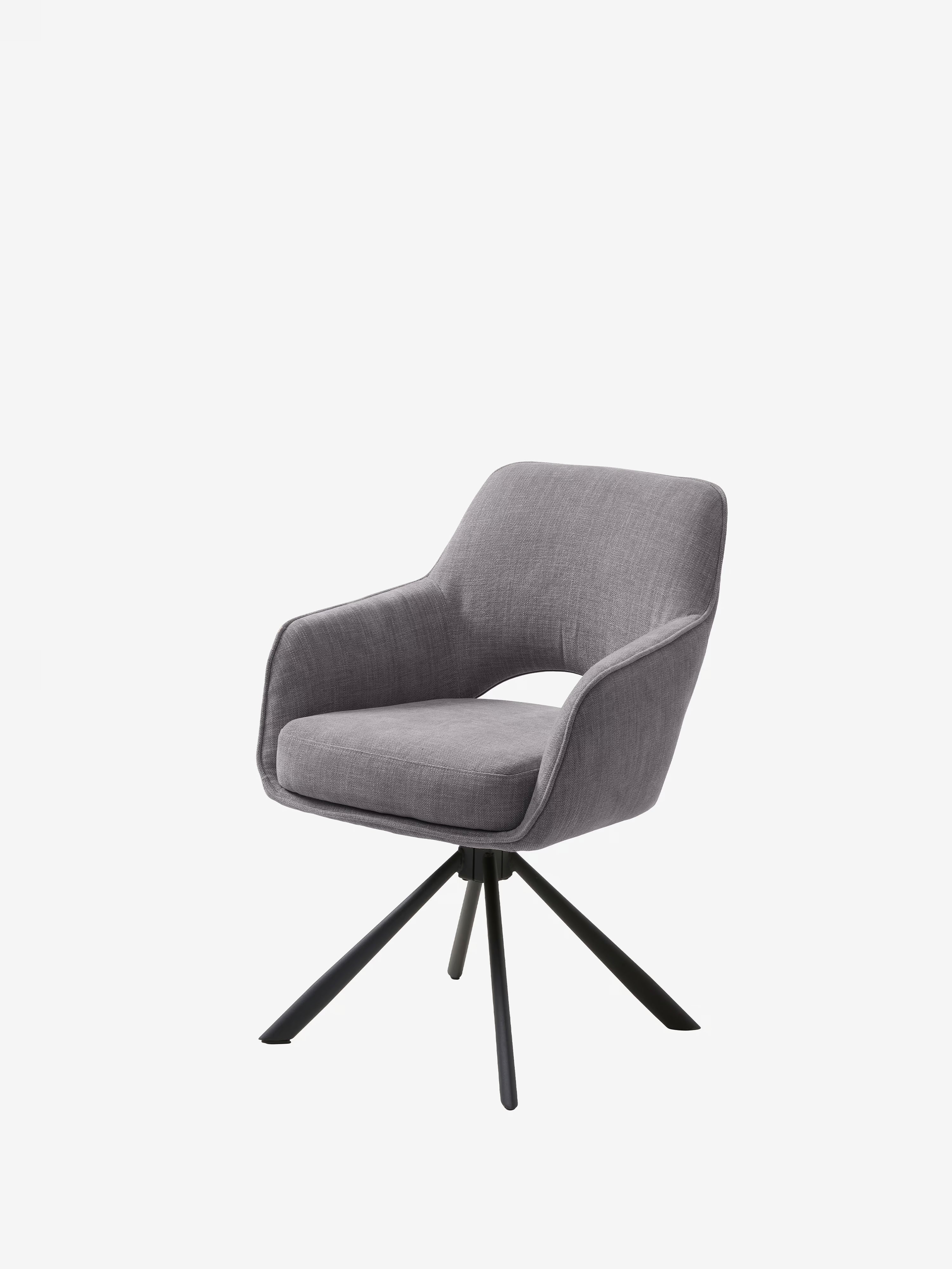 Cowley chaise pivotante rembourrée en tissu gris et pieds noirs – design moderne