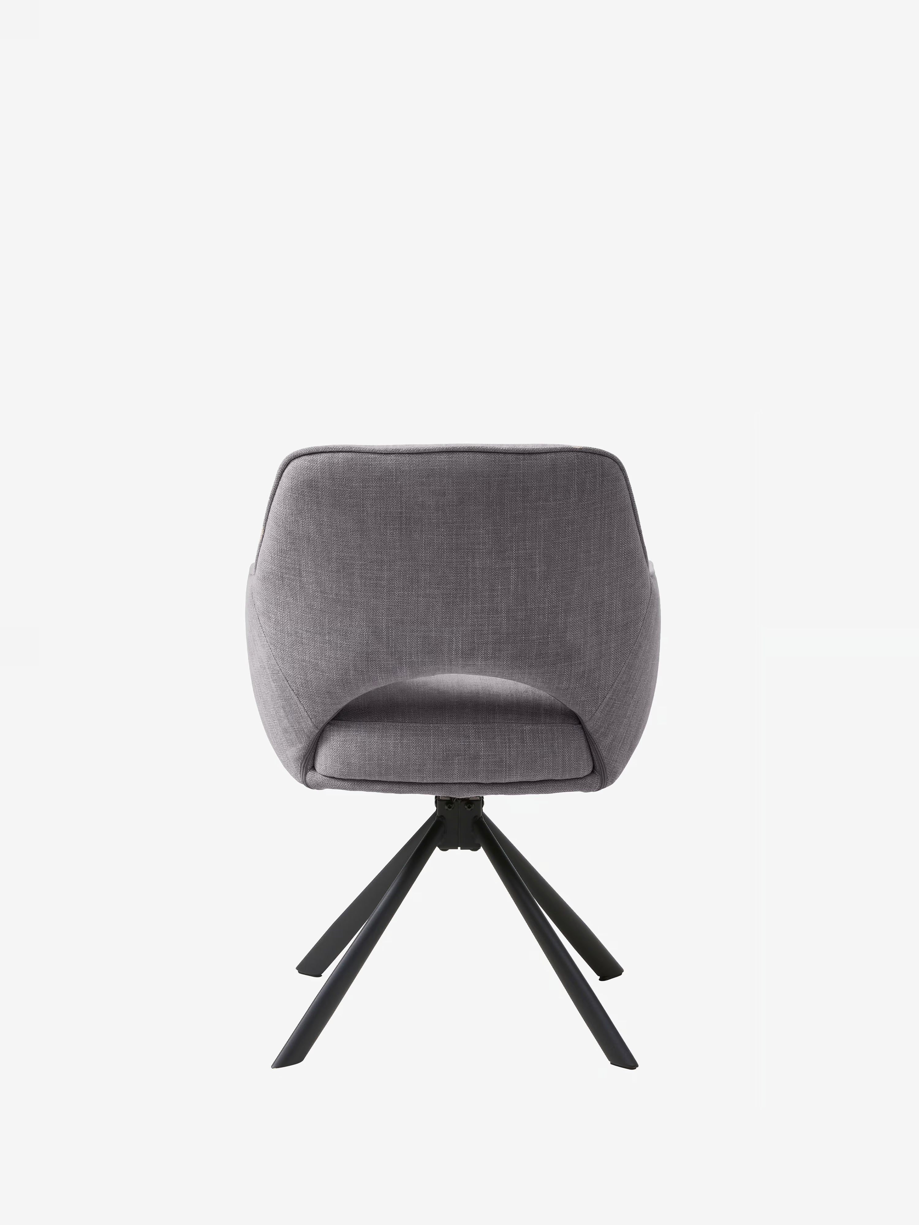 Cowley chaise pivotante rembourrée en tissu gris et pieds noirs – design moderne
