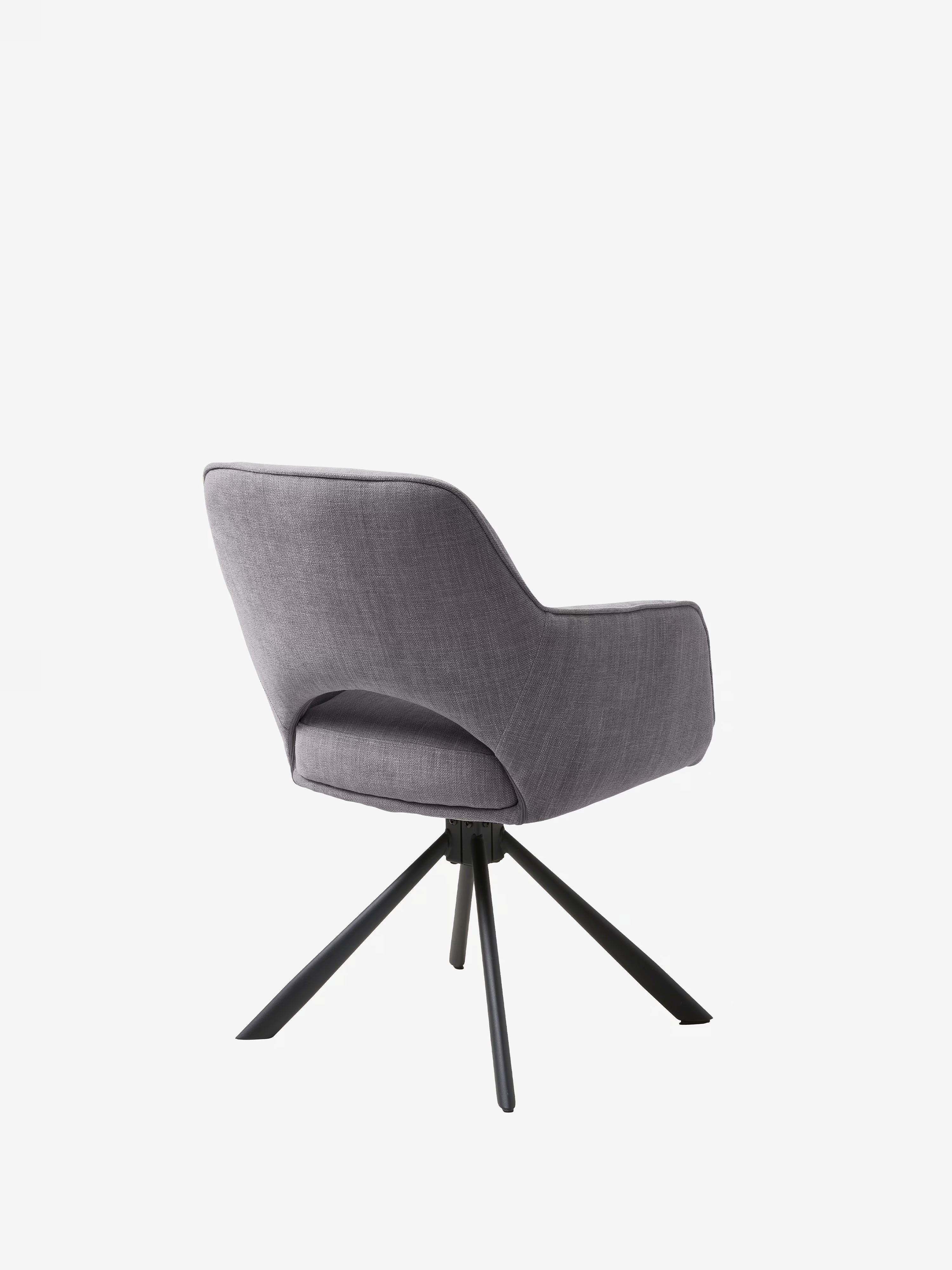Cowley chaise pivotante rembourrée en tissu gris et pieds noirs – design moderne
