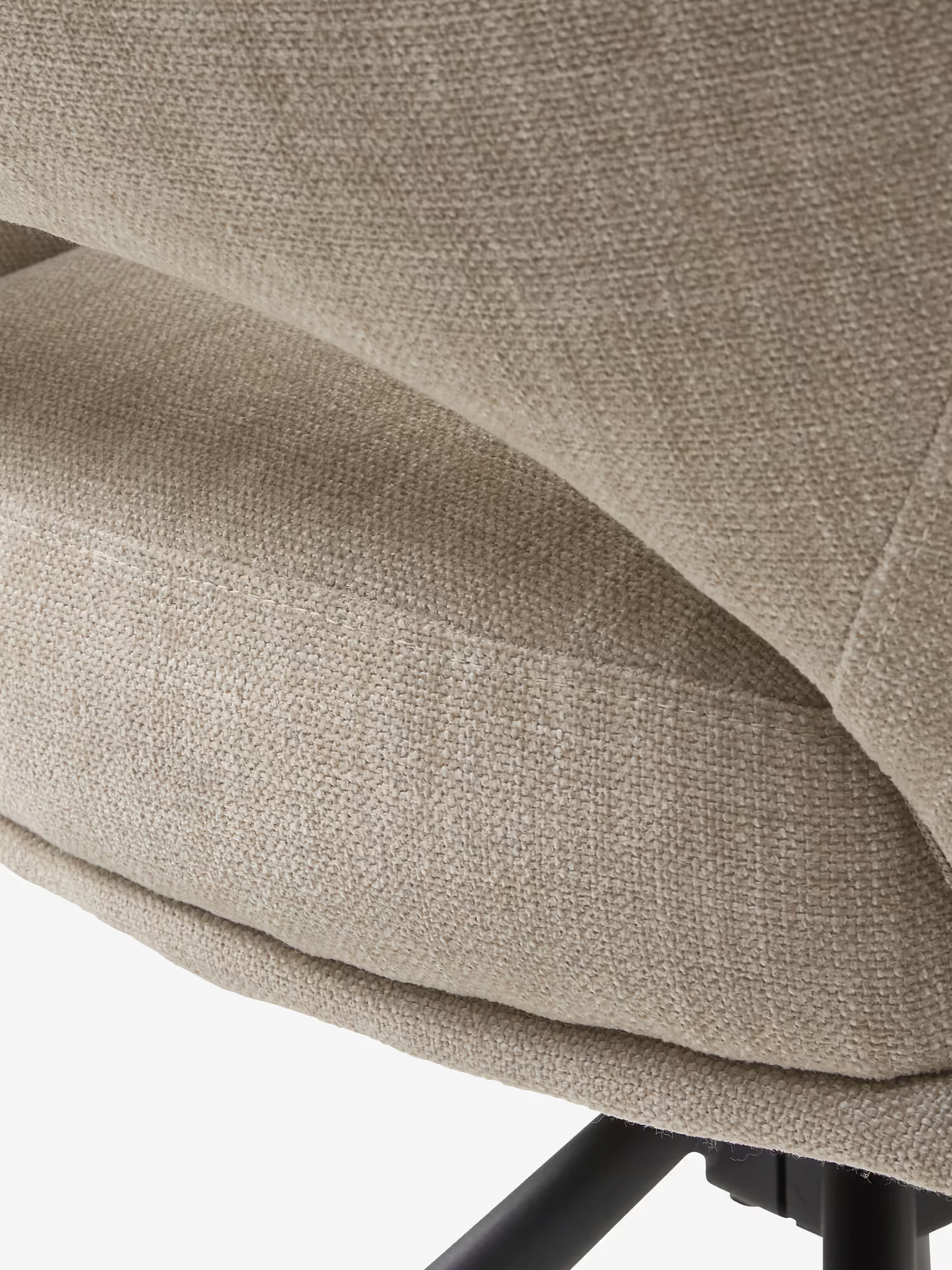 Cowley gepolsterter Drehstuhl aus cremefarbenem Stoff und schwarzen Beinen – modernes Design