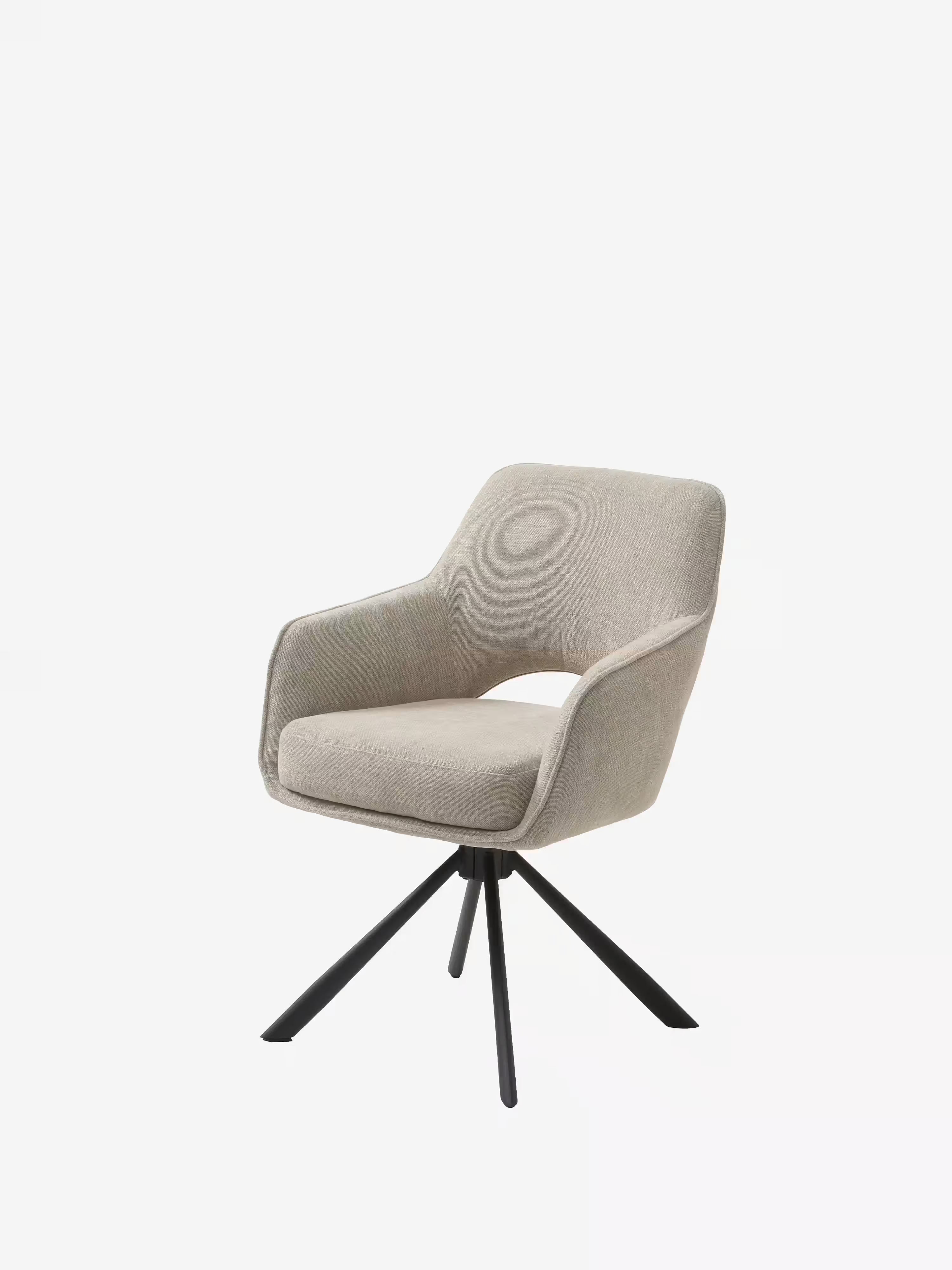 Cowley gepolsterter Drehstuhl aus cremefarbenem Stoff und schwarzen Beinen – modernes Design