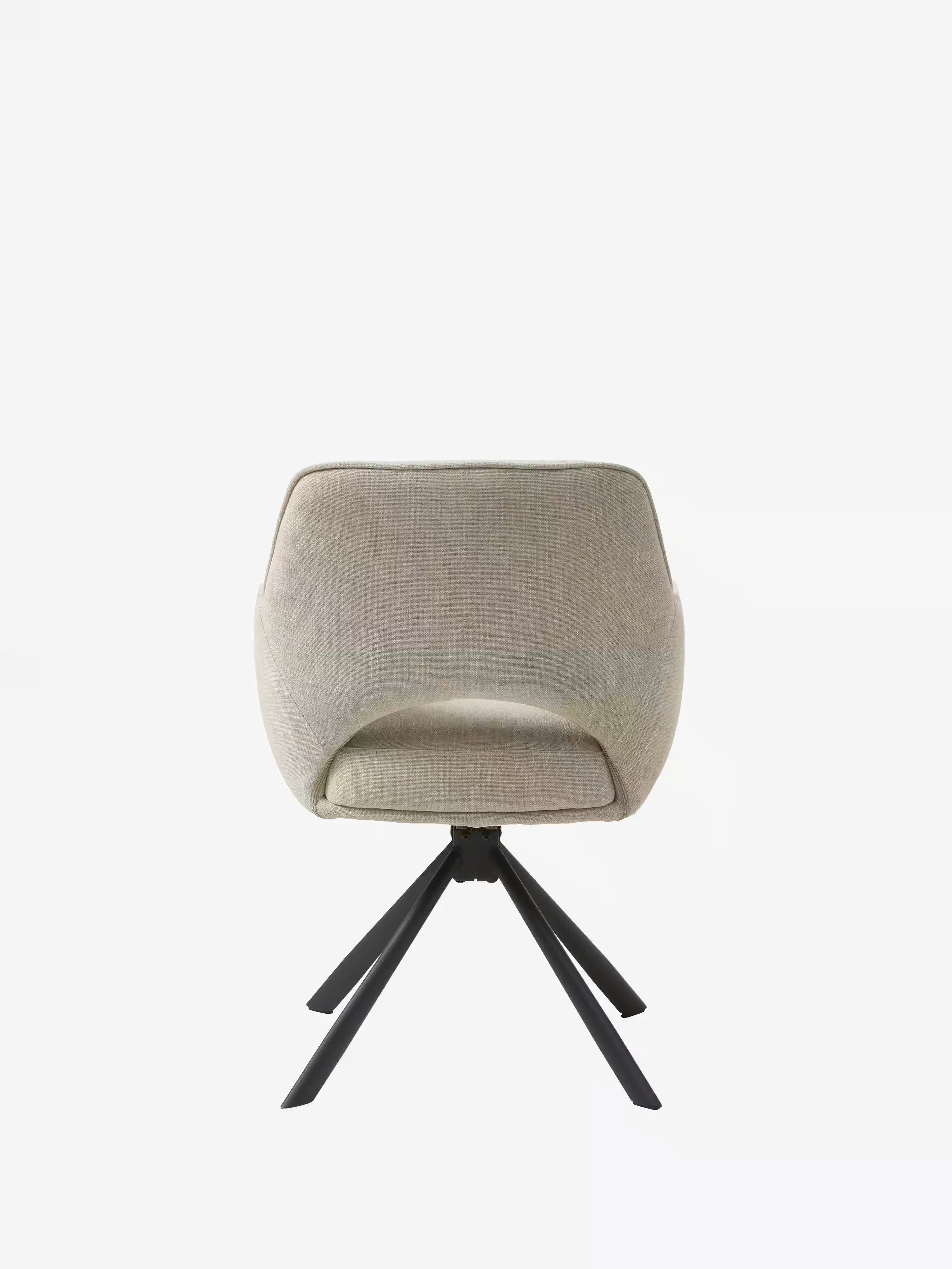 Cowley gepolsterter Drehstuhl aus cremefarbenem Stoff und schwarzen Beinen – modernes Design