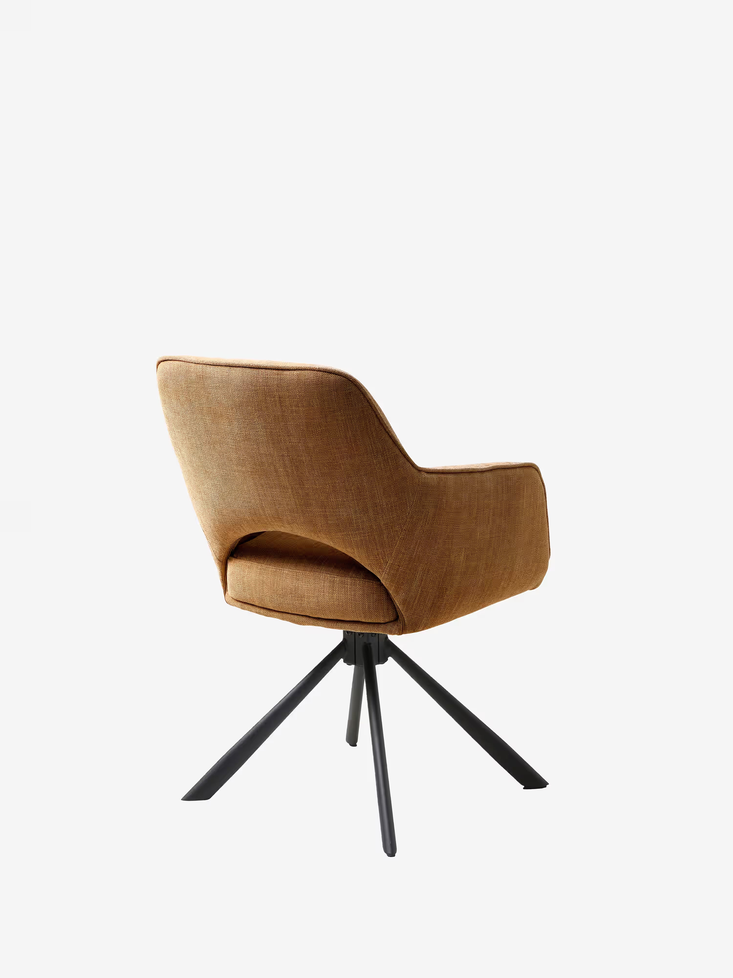 Cowley chaise pivotante rembourrée en tissu rouille et pieds noirs – design moderne