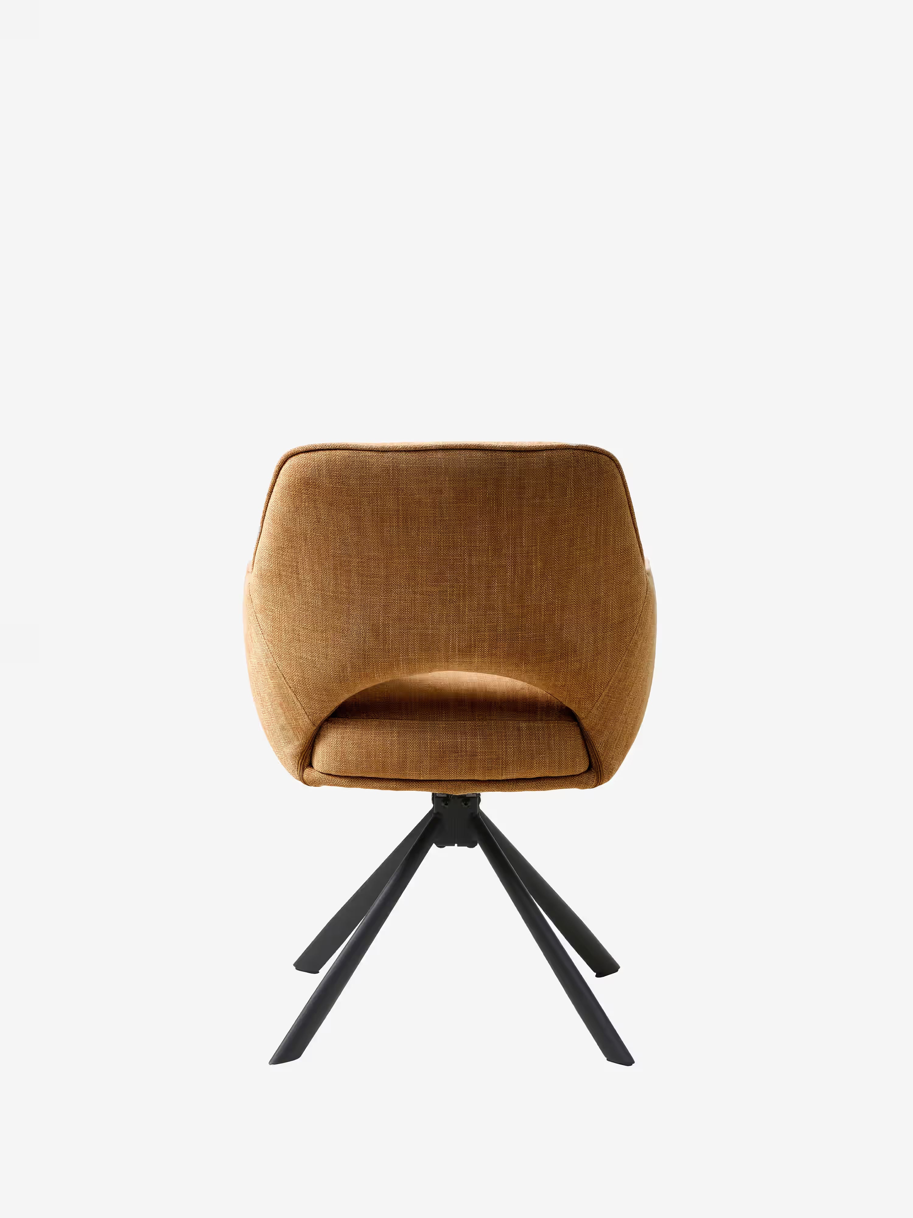 Cowley chaise pivotante rembourrée en tissu rouille et pieds noirs – design moderne
