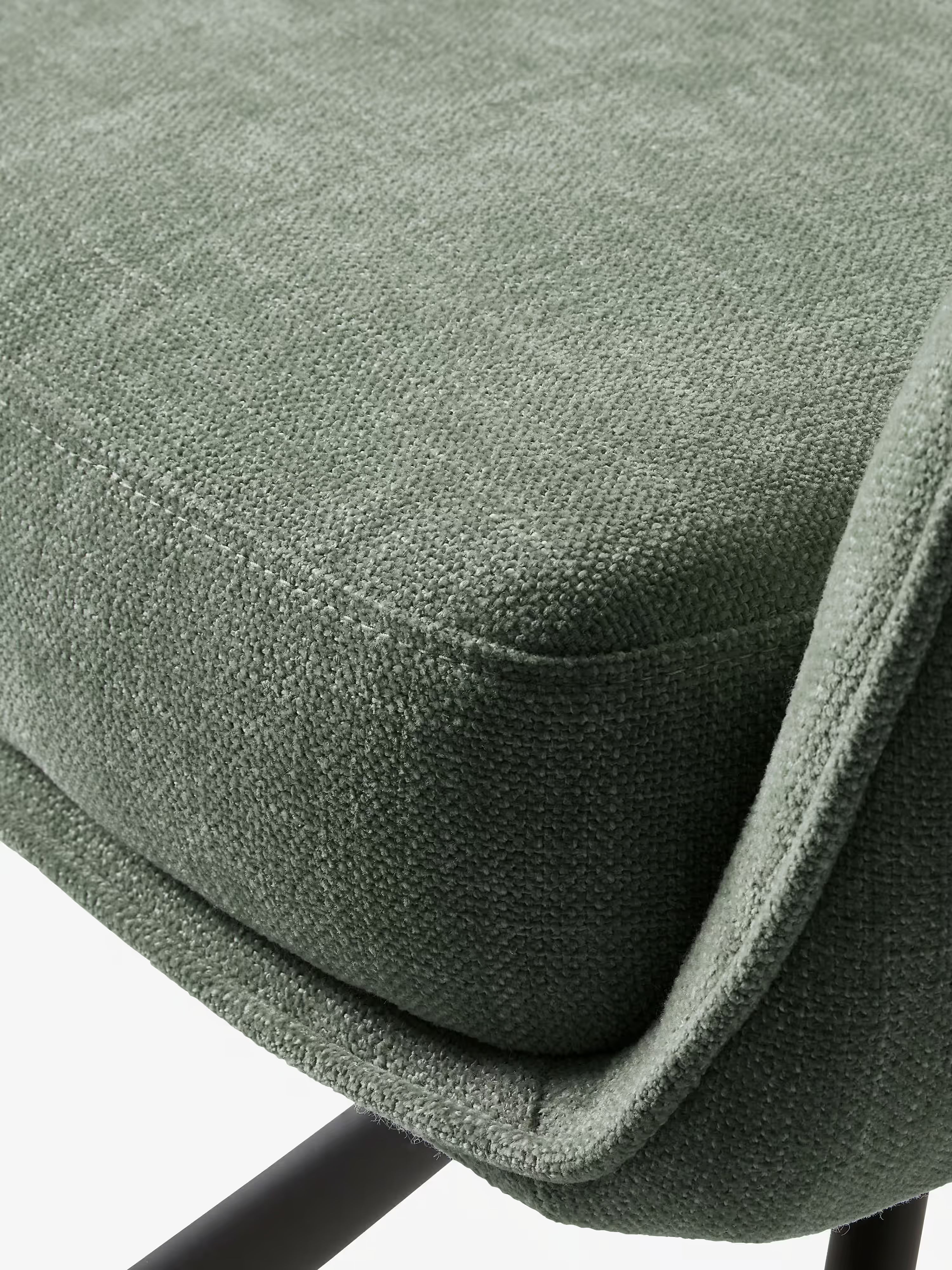 Cowley gepolsterter Drehstuhl aus grünem Stoff und schwarzen Beinen – modernes Design