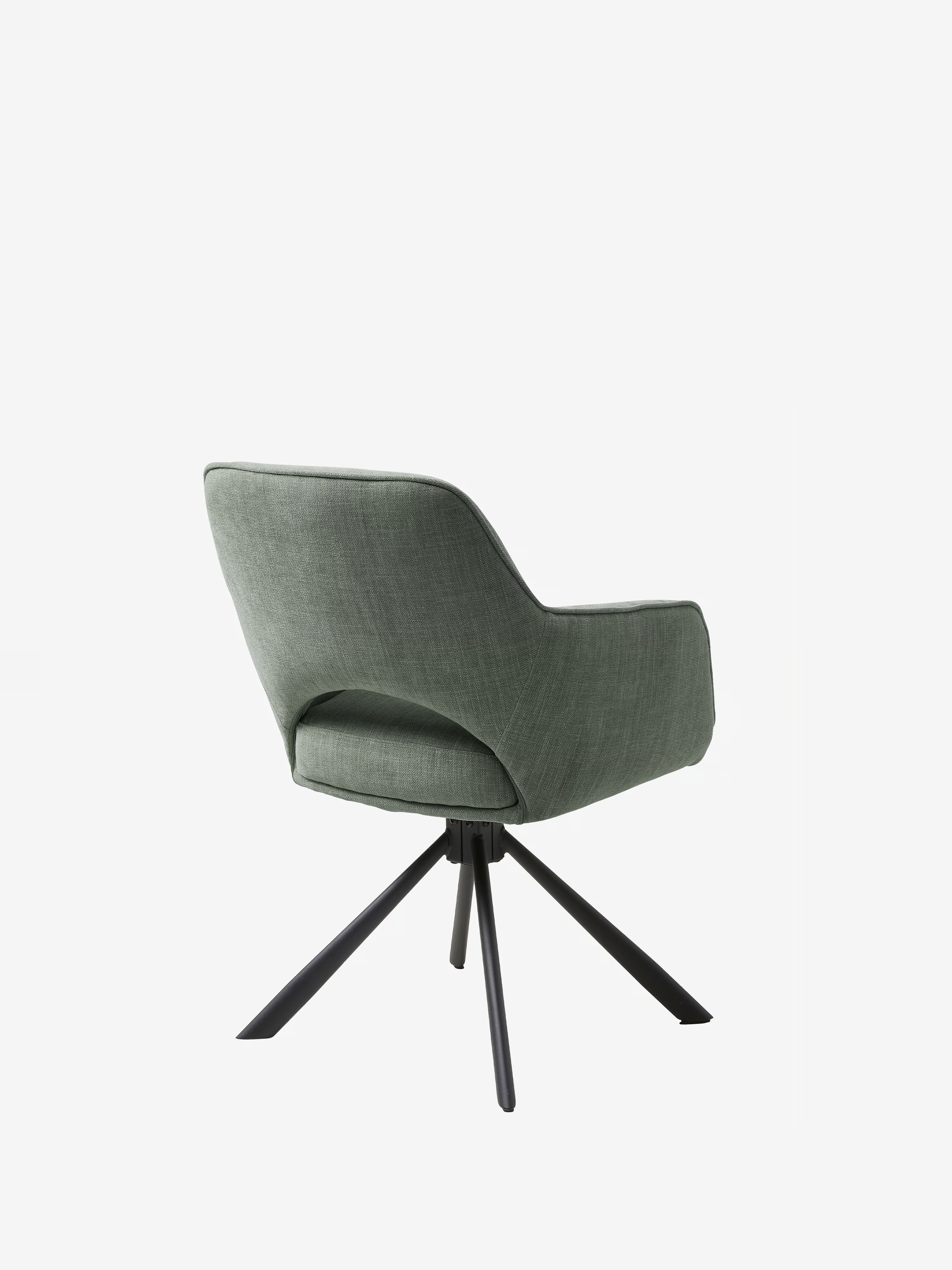 Cowley gepolsterter Drehstuhl aus grünem Stoff und schwarzen Beinen – modernes Design