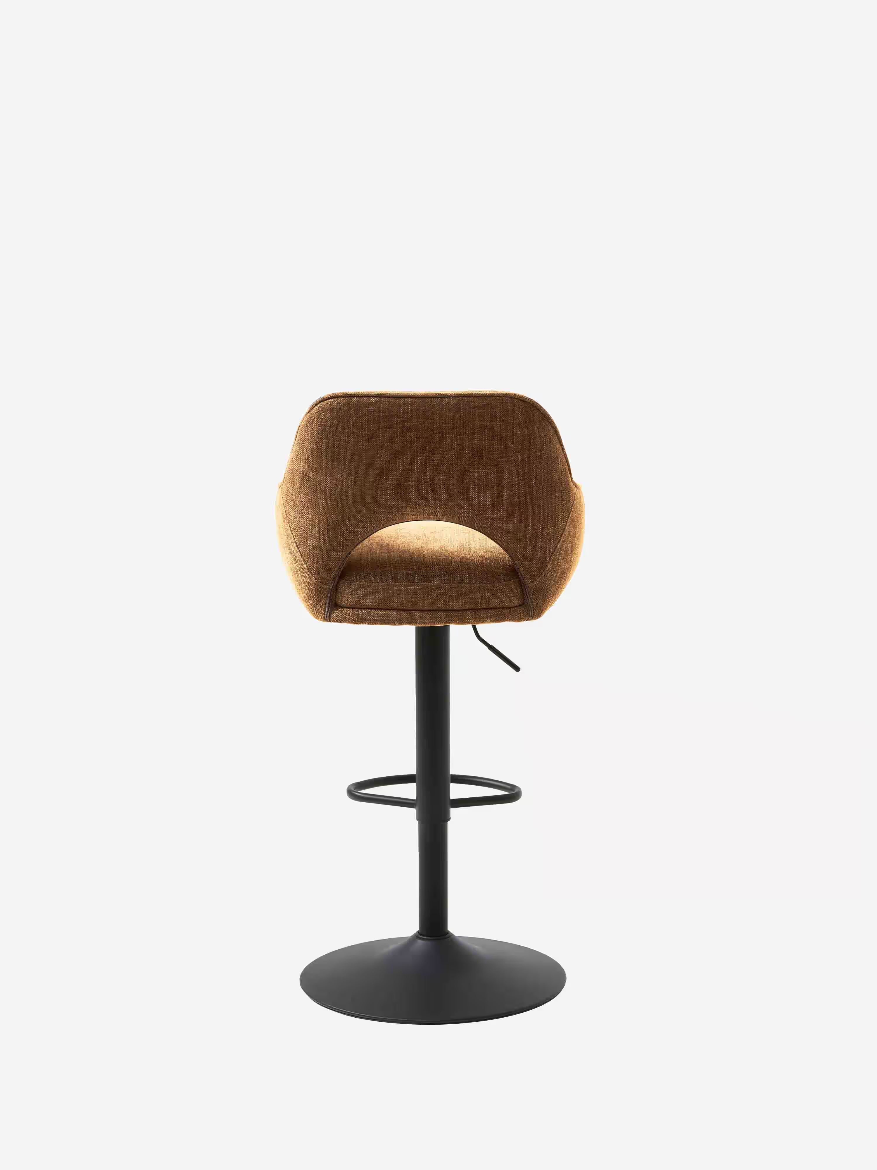 Cowley tabouret réglable et pivotant en tissu rouille et métal noir | Design moderne
