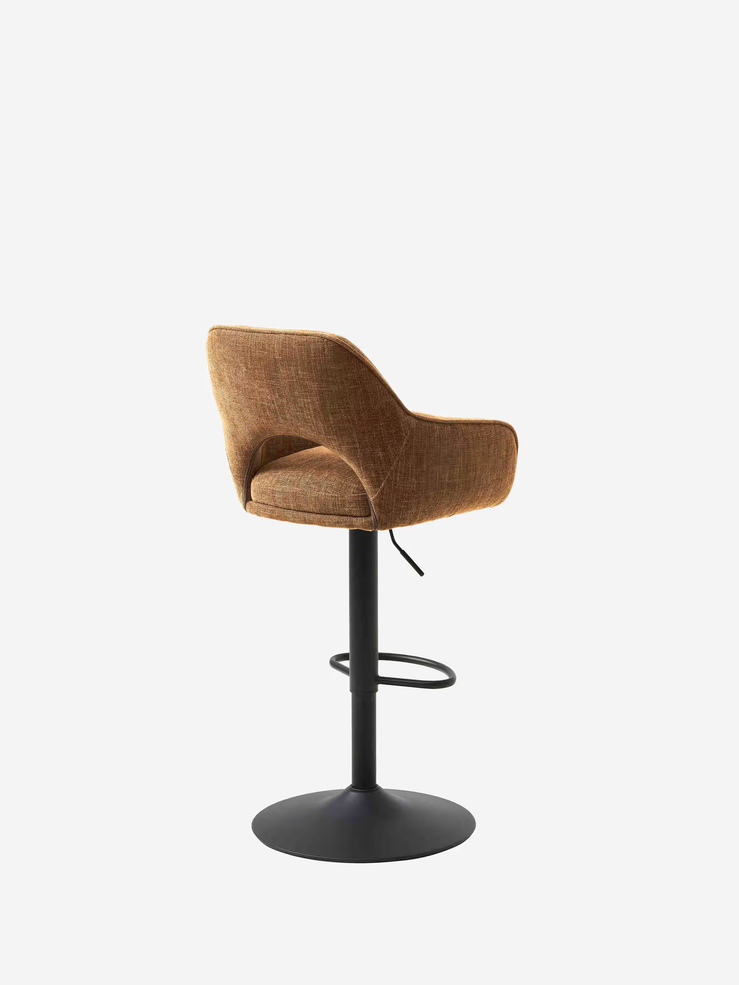 Cowley tabouret réglable et pivotant en tissu rouille et métal noir | Design moderne