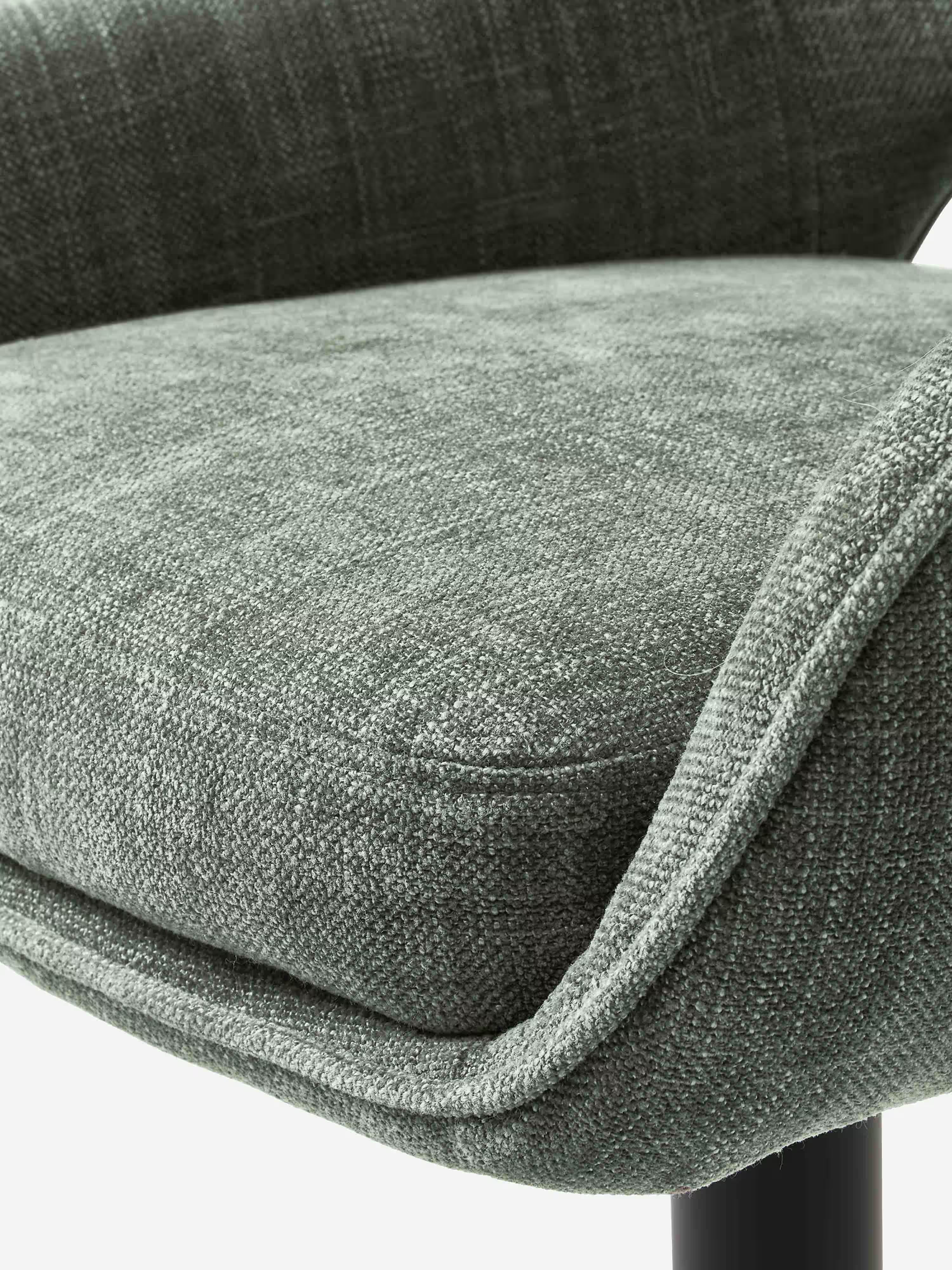 Cowley verstellbarer und drehbarer Hocker aus grünem Stoff und schwarzem Metall | Modernes Design