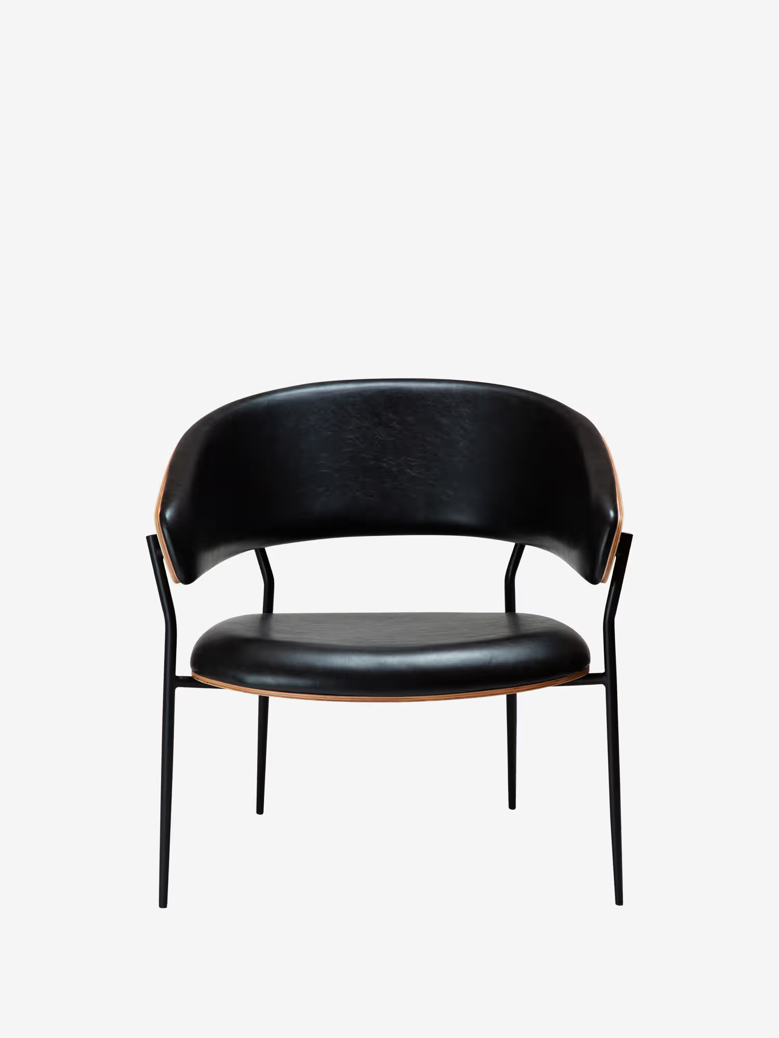 Crib Poltrona in Pelle sintetica e legno - stile mid-century con gambe in metallo anni '50
