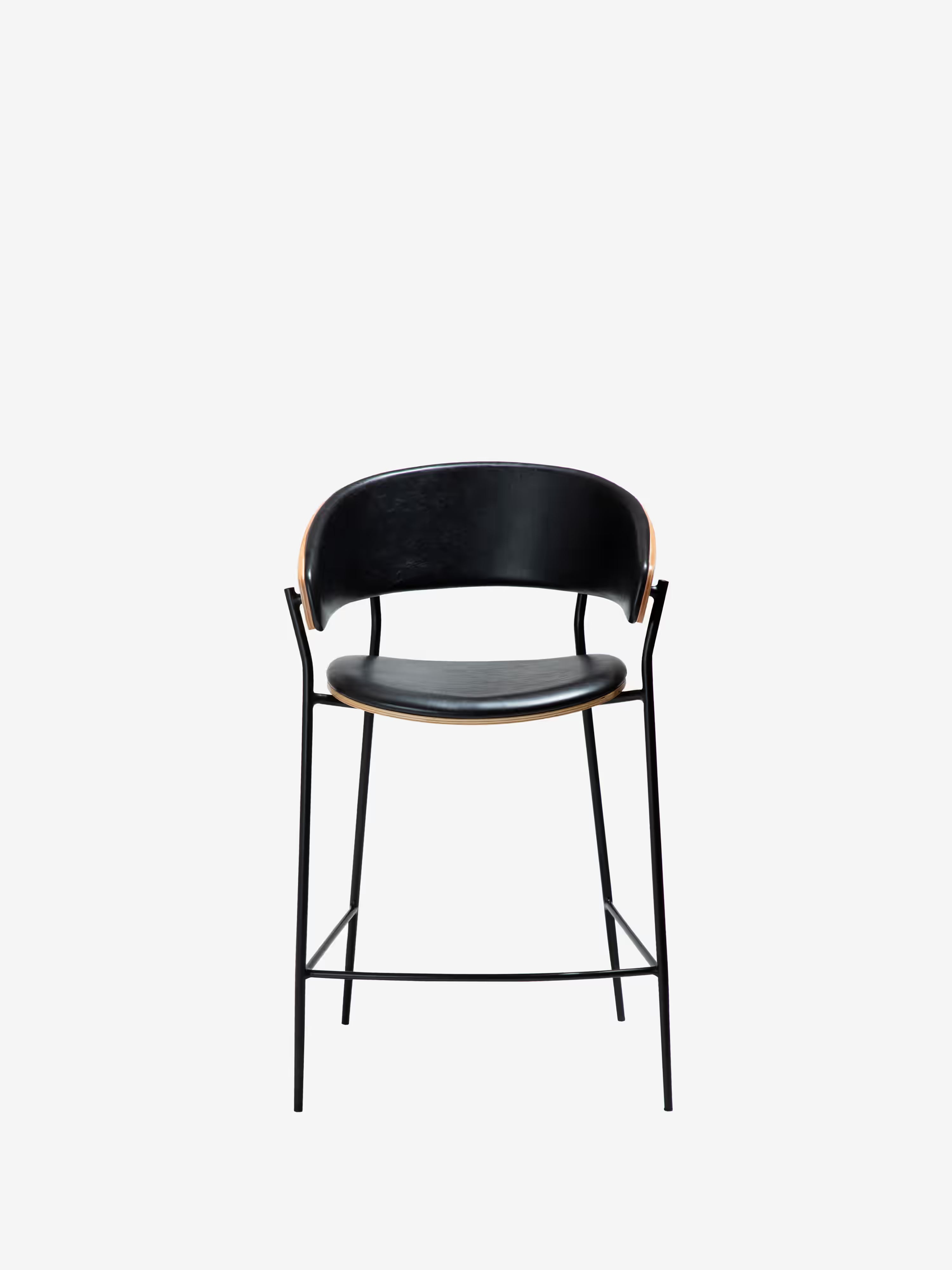 Crib Tabouret en cuir synthétique et bois - pieds en métal pour style mid-century années 50