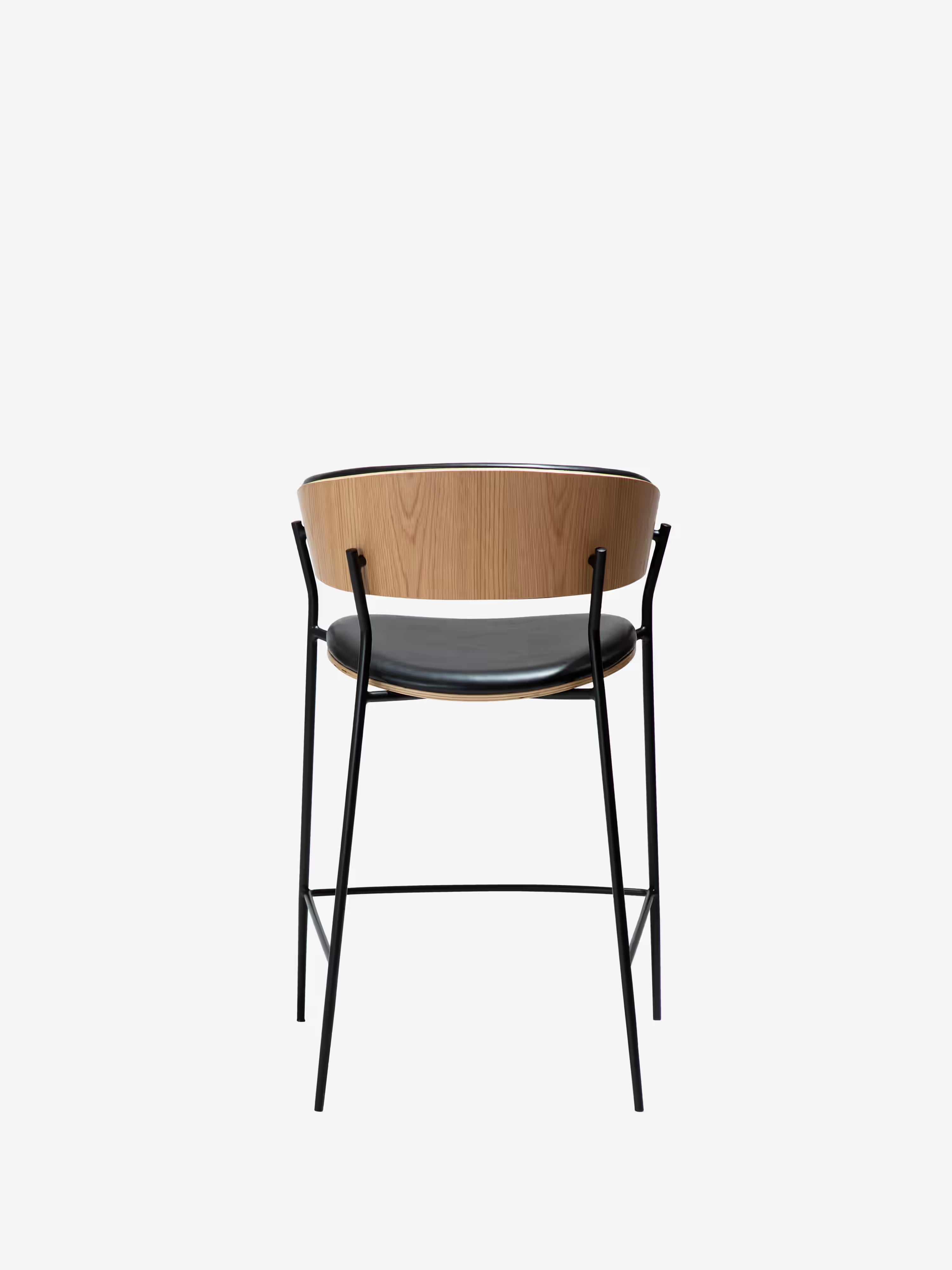 Crib Tabouret en cuir synthétique et bois - pieds en métal pour style mid-century années 50