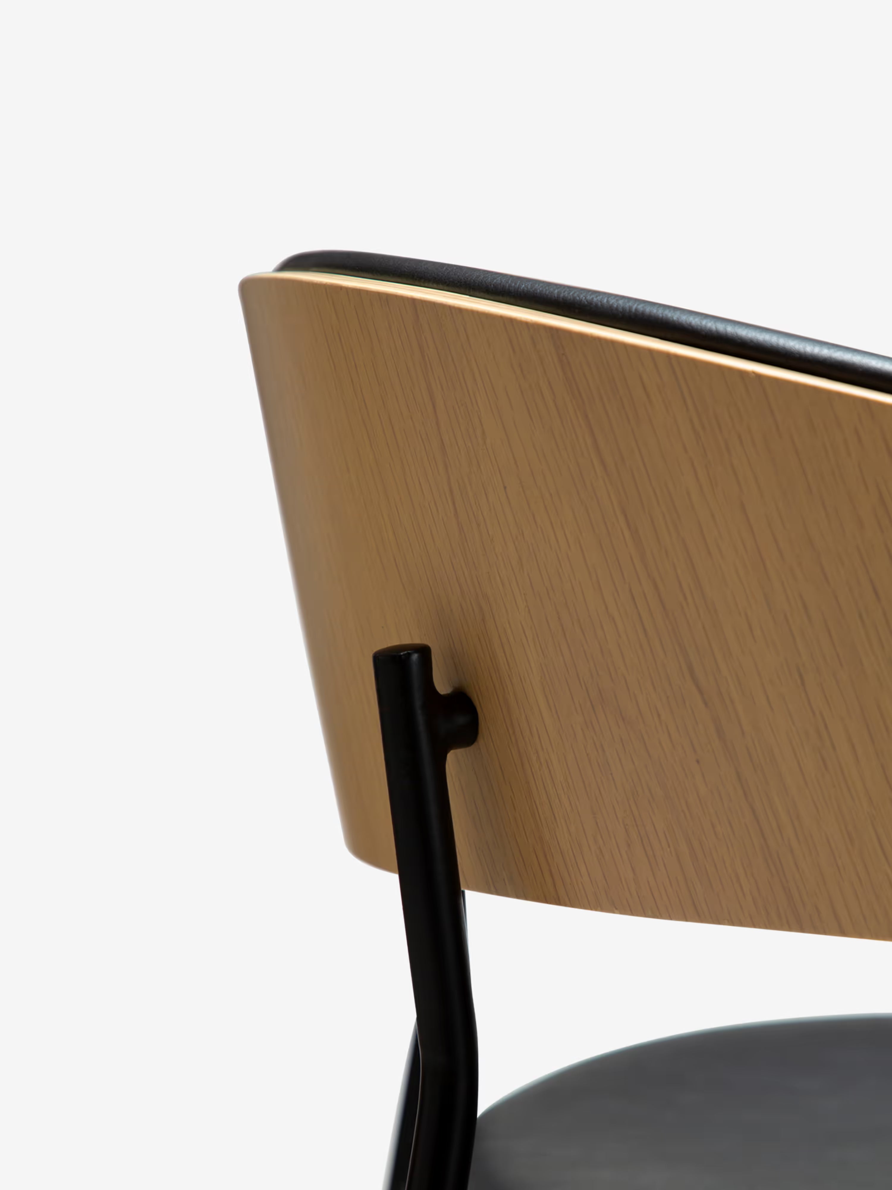 Crib Tabouret en cuir synthétique et bois - pieds en métal pour style mid-century années 50