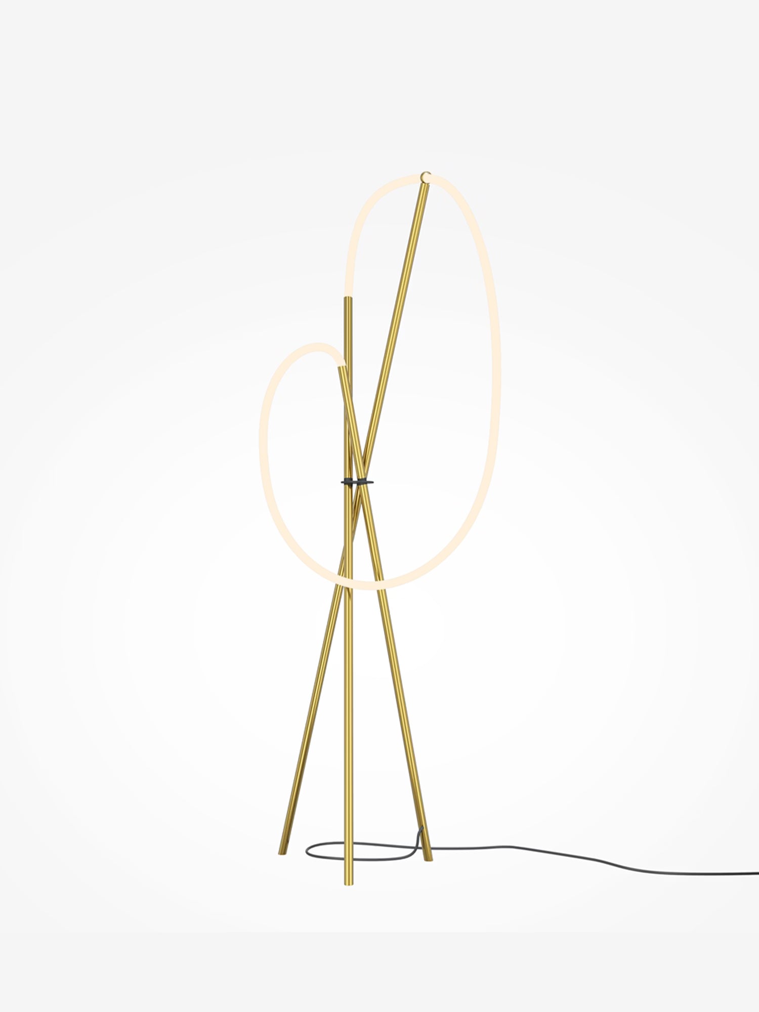 Crochet Lampada da Terra di Design a LED - Linee Scultoree in alluminio nero o ottone
