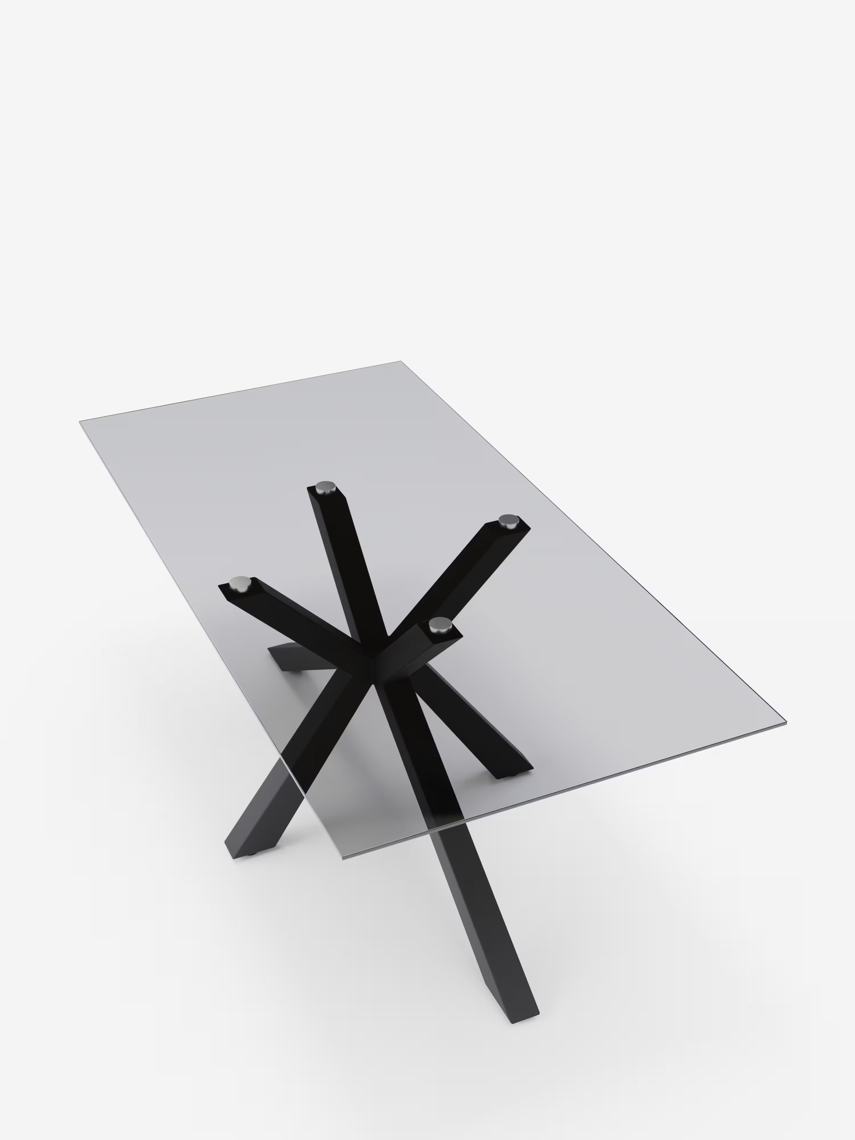 Dante Tavolo fisso con piano in vetro fumè 160 o 180 cm – base in metallo nero