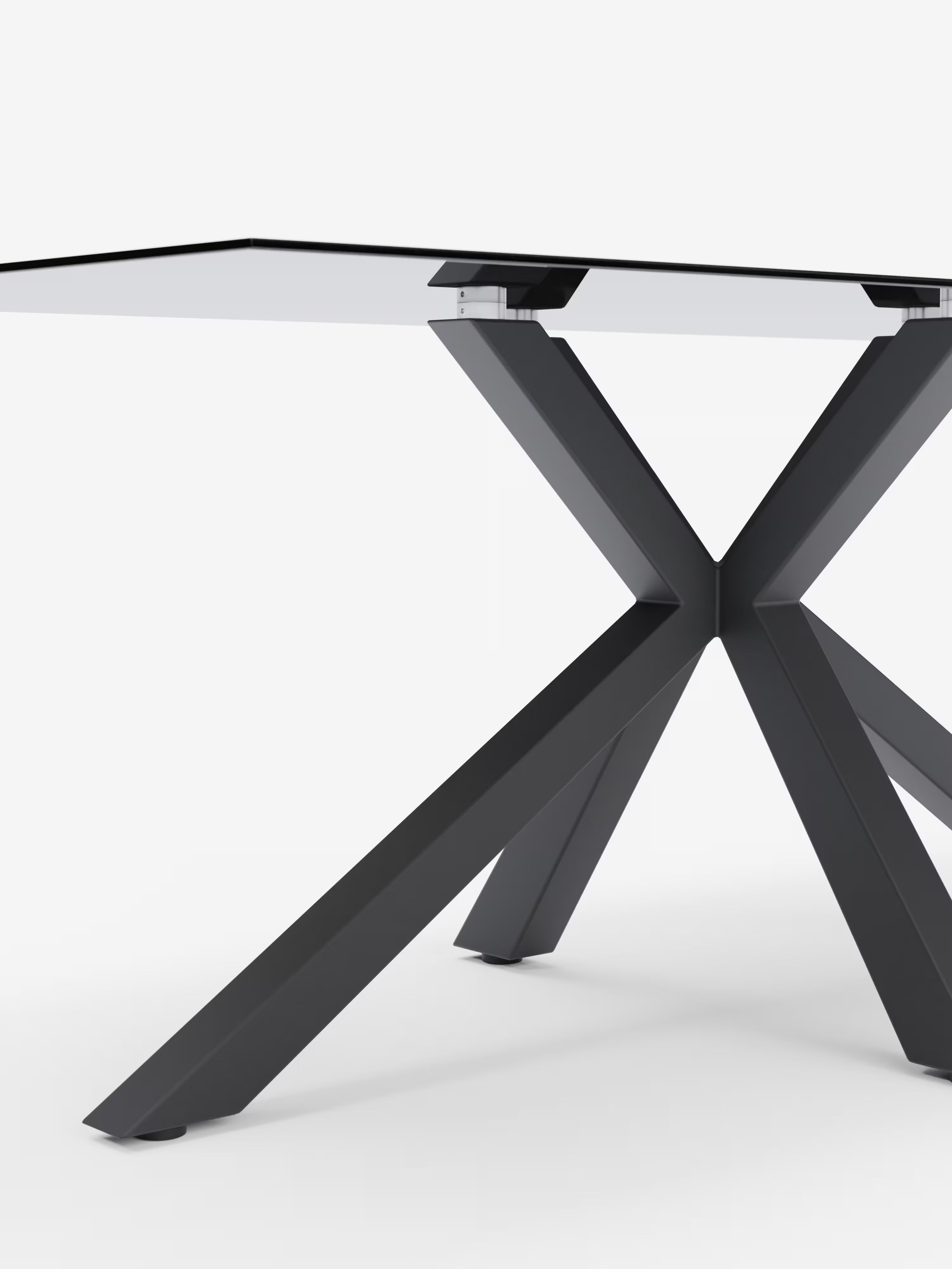 Dante Tavolo fisso con piano in vetro fumè 160 o 180 cm – base in metallo nero