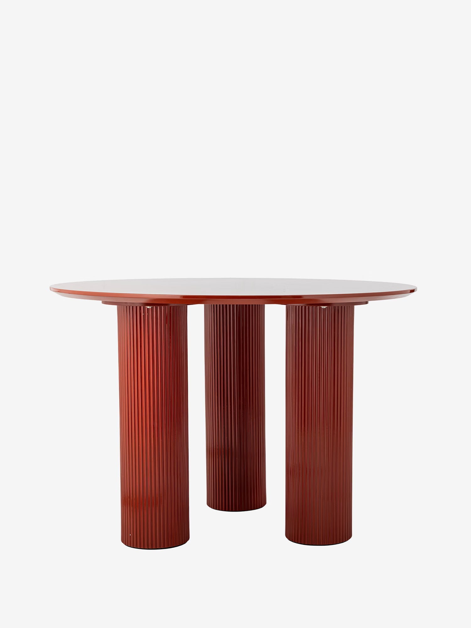 Della Mesa de comedor redonda roja Ø110 cm de MDF FSC® con base escultórica