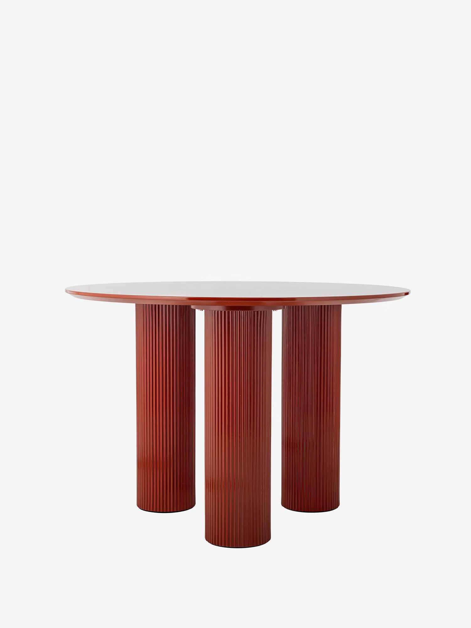 Della Mesa de comedor redonda roja Ø110 cm de MDF FSC® con base escultórica
