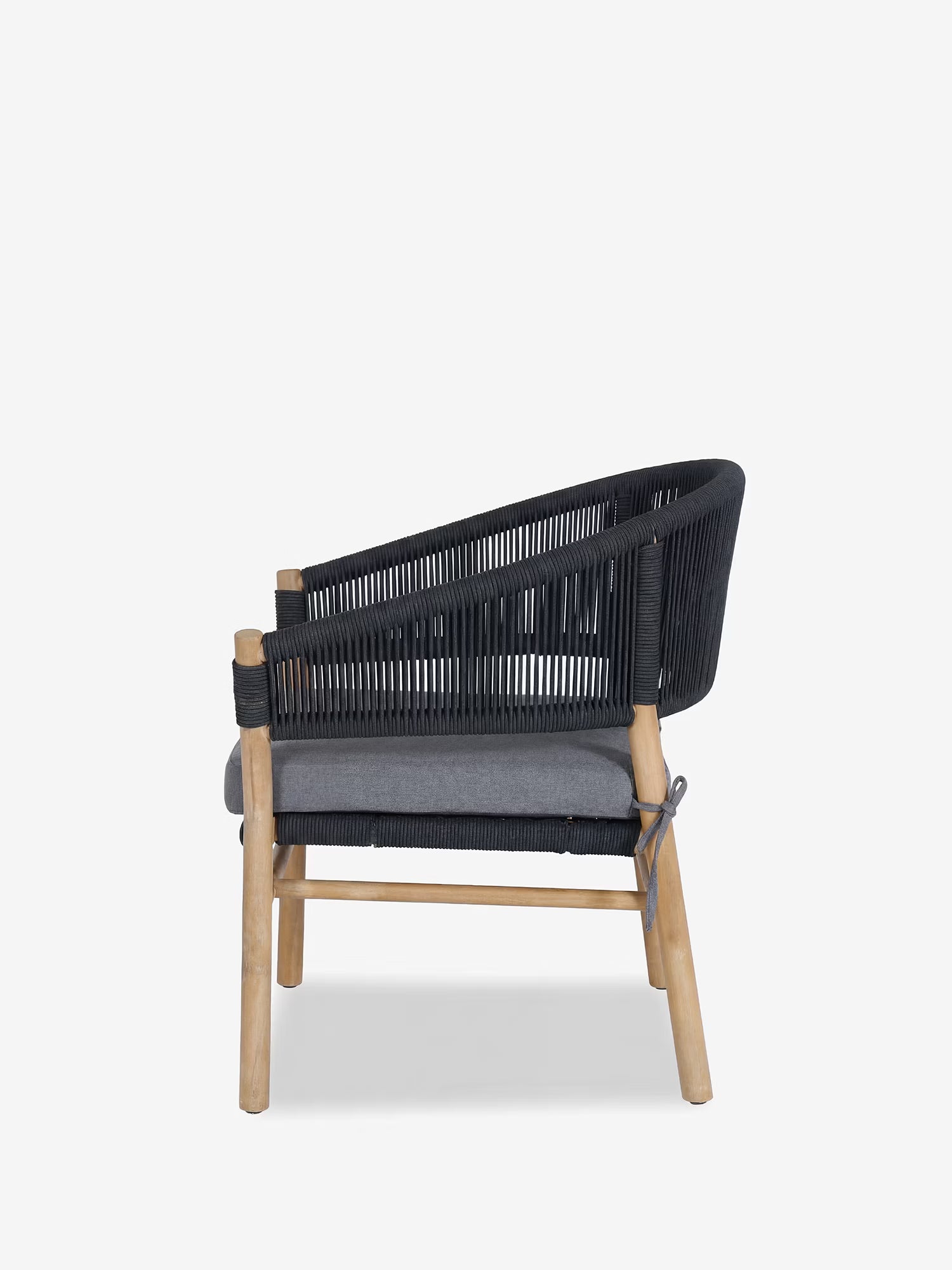 Kaia Sillón de exterior de acacia con cuerda trenzada y cojín antracita