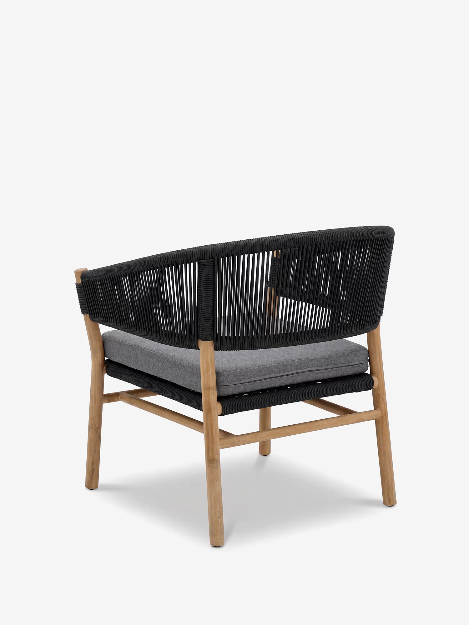 Kaia Sillón de exterior de acacia con cuerda trenzada y cojín antracita
