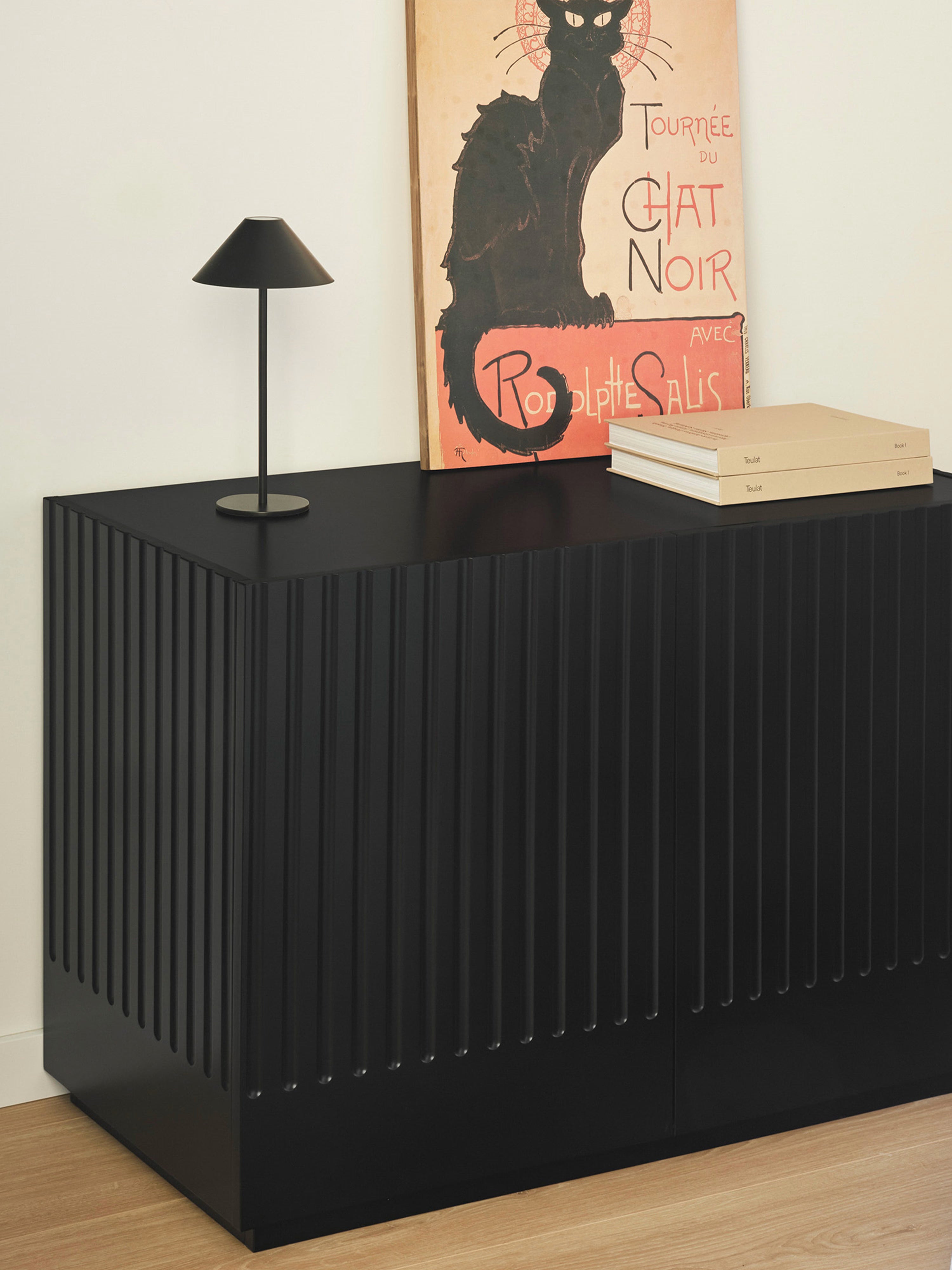 Doric comò in mdf laccato nero - cassettiera a 2 ante e 2 cassetti 100 x 70 cm