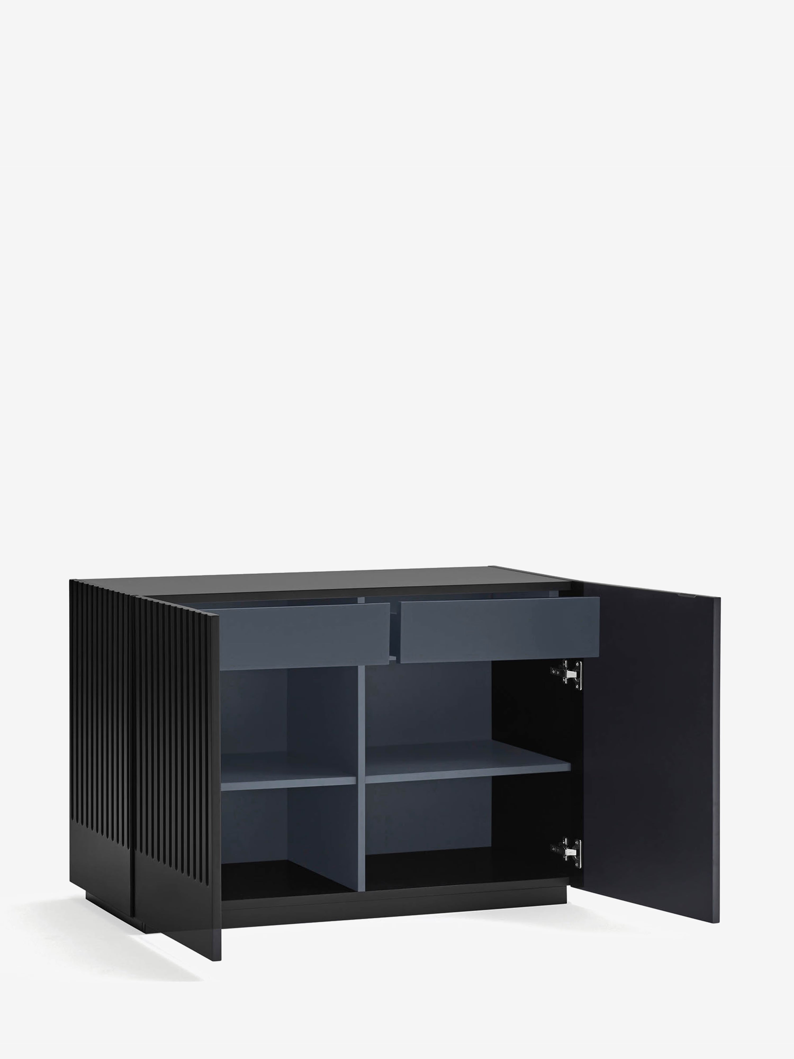 Doric comò in mdf laccato nero - cassettiera a 2 ante e 2 cassetti 100 x 70 cm