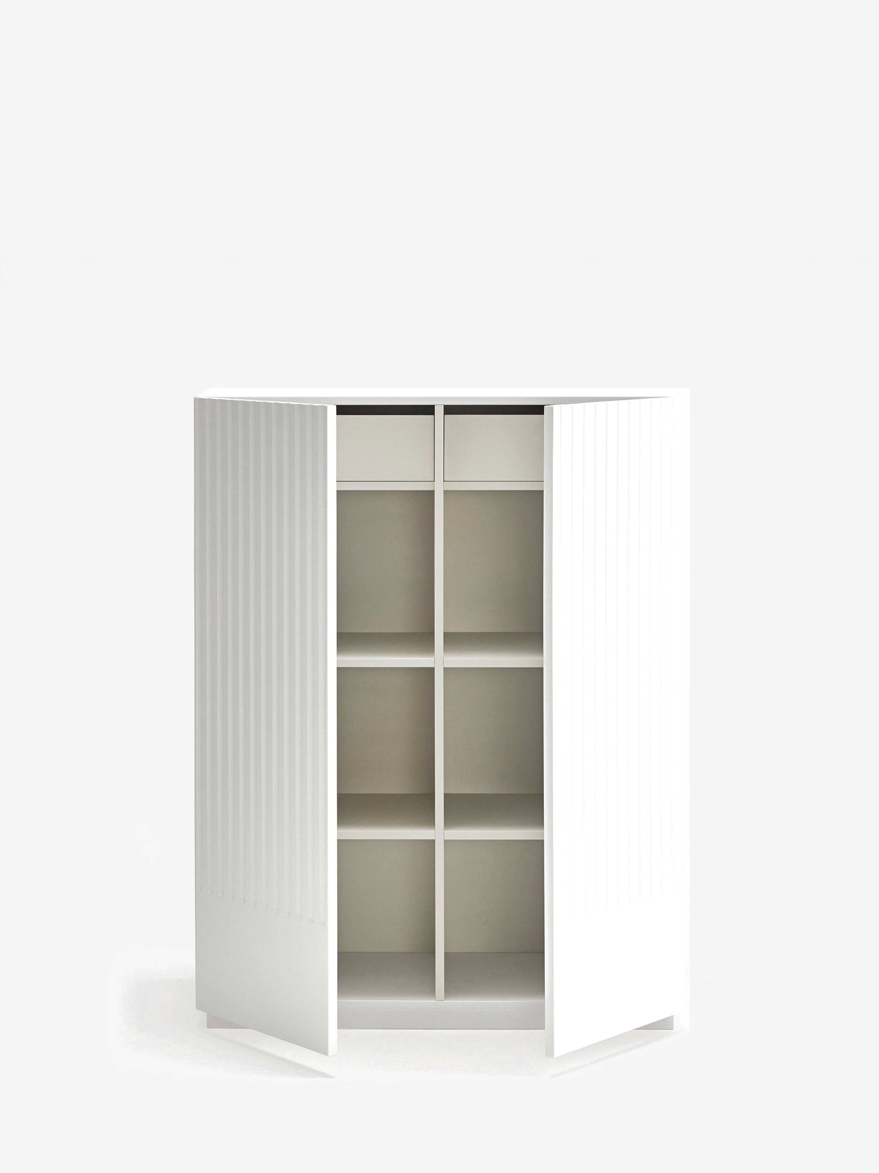 Doric aparador alto de MDF lacado blanco - aparador de 2 puertas 91 x 120 cm