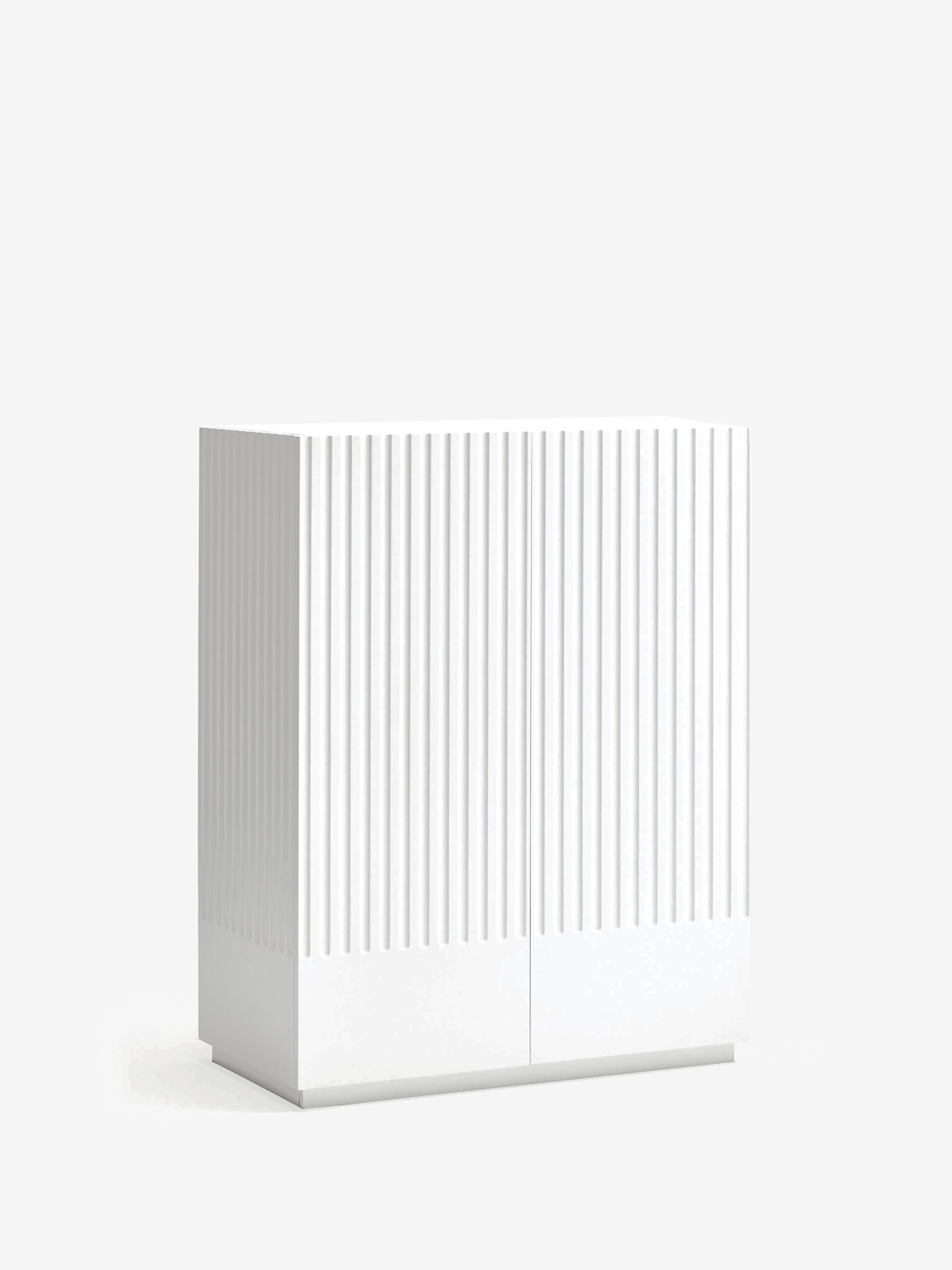 Doric aparador alto de MDF lacado blanco - aparador de 2 puertas 91 x 120 cm