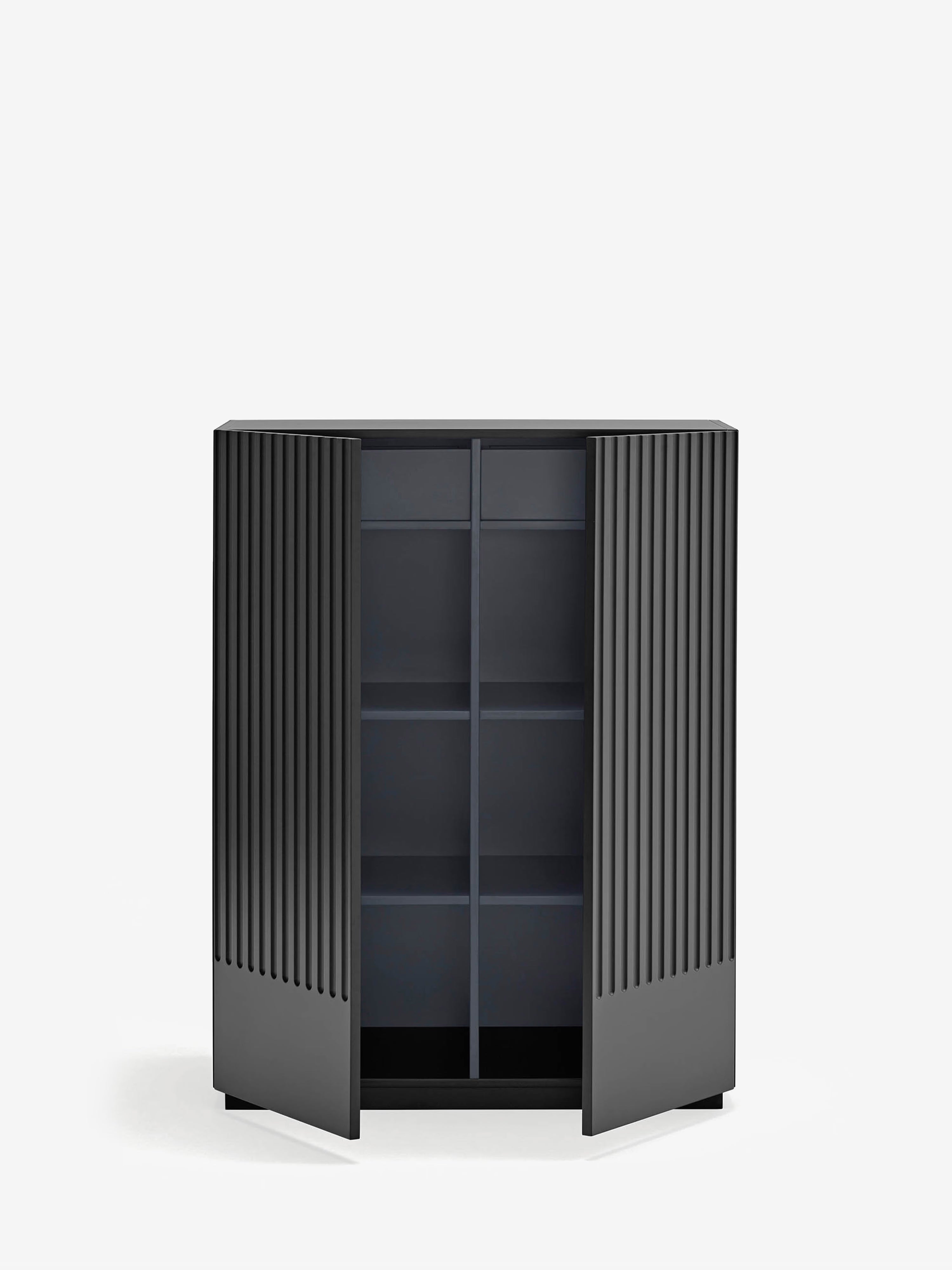 Doric aparador alto de MDF lacado negro - aparador de 2 puertas 91 x 120 cm